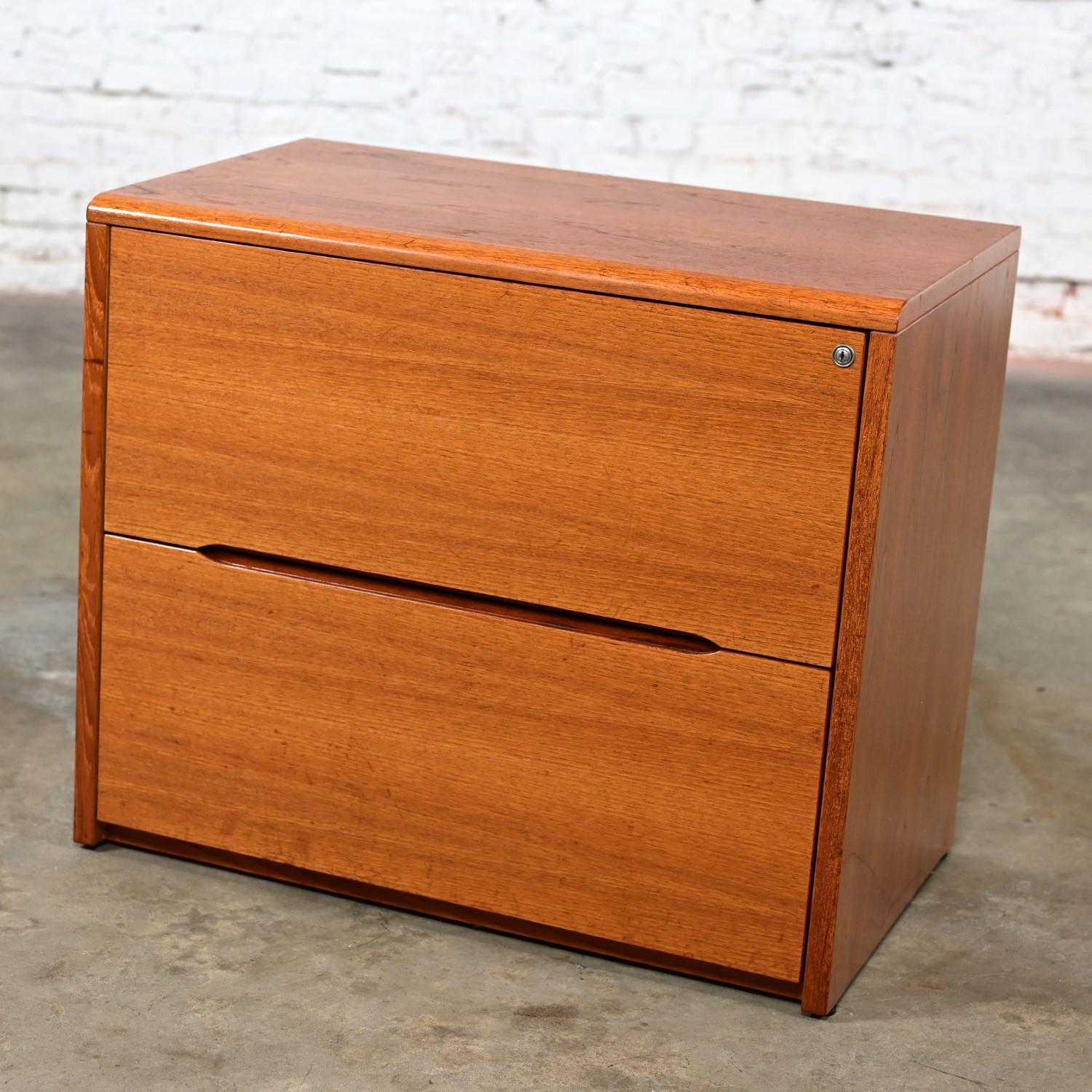 Danish Scandinavian Modern Teak File Cabinet 2 Lateral Drawers by Jesper International