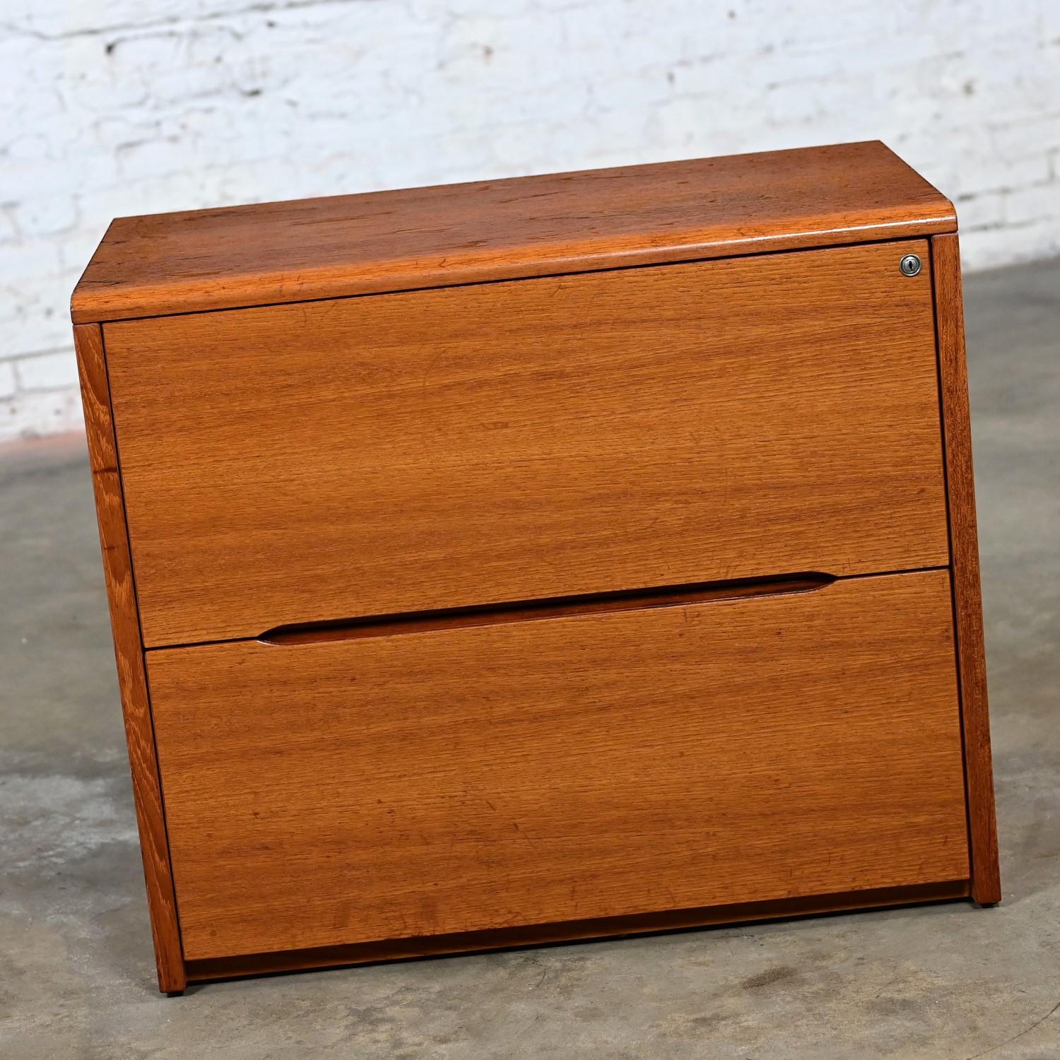 Anodized Scandinavian Modern Teak File Cabinet 2 Lateral Drawers by Jesper International