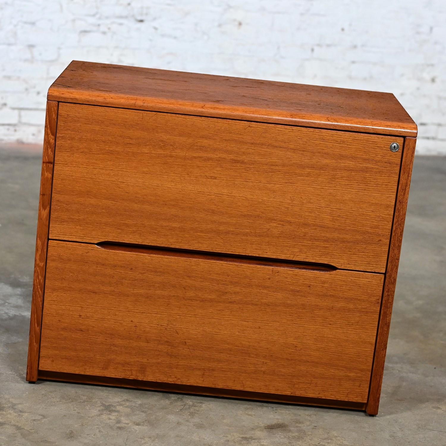 Scandinavian Modern Teak File Cabinet 2 Lateral Drawers by Jesper International In Good Condition In Topeka, KS