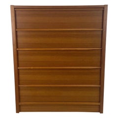 Scandinavian Modern Teak Five Drawer Highboy Dresser