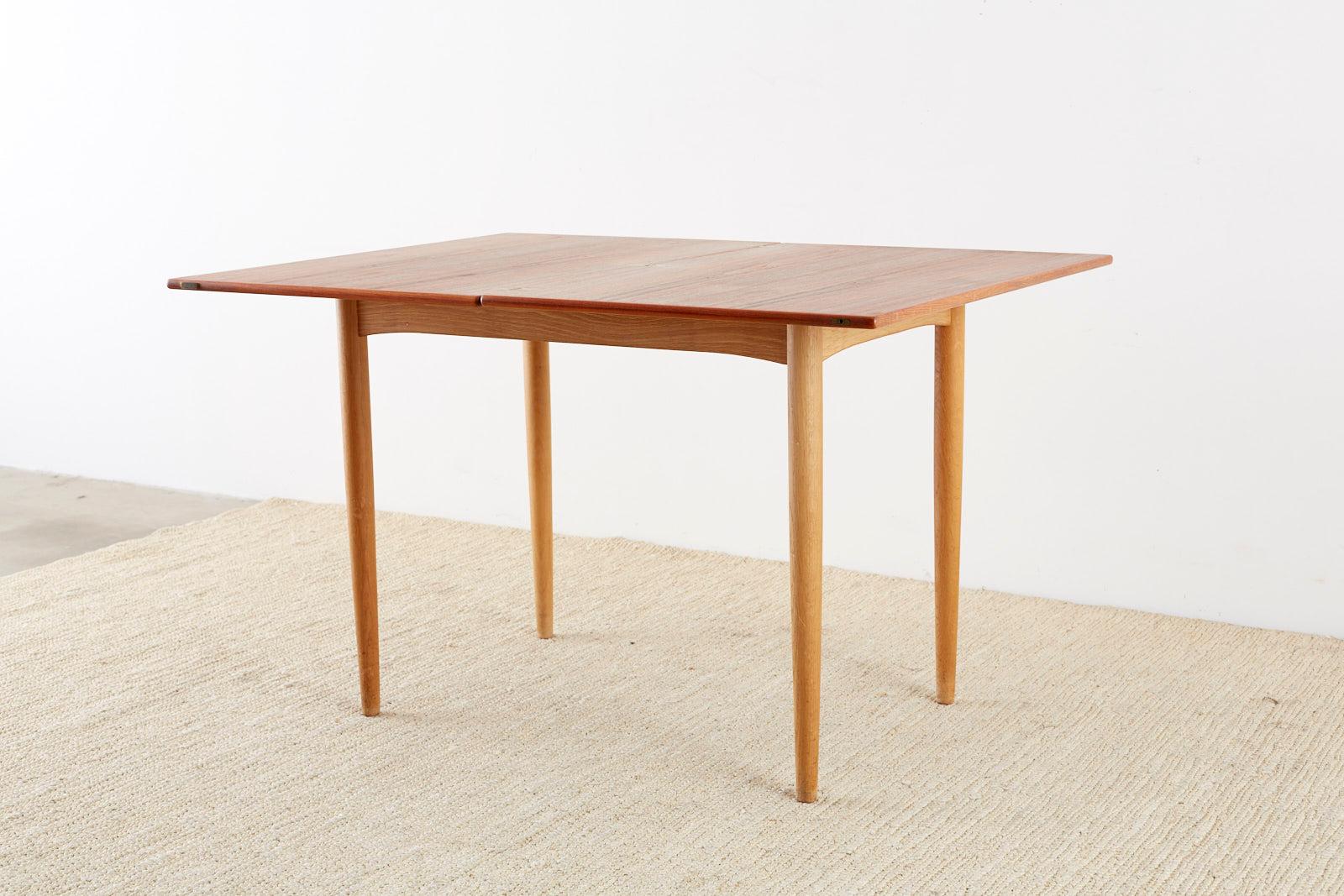 Scandinavian Modern Teak Flip-Top Dining Game Table 10