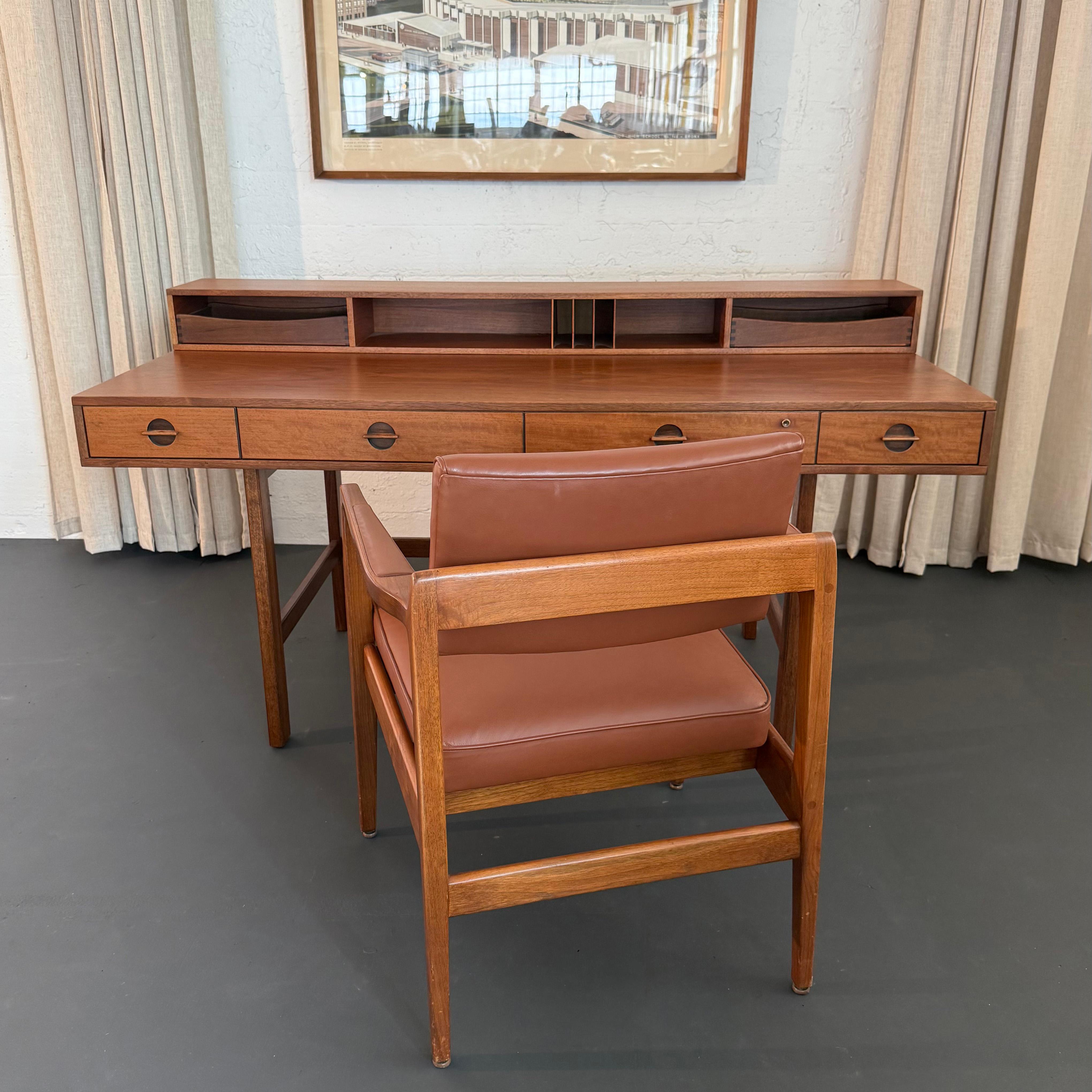 Brass Scandinavian Modern Teak Flip-Top Partners Desk By Peter Løvig Nielsen For Sale