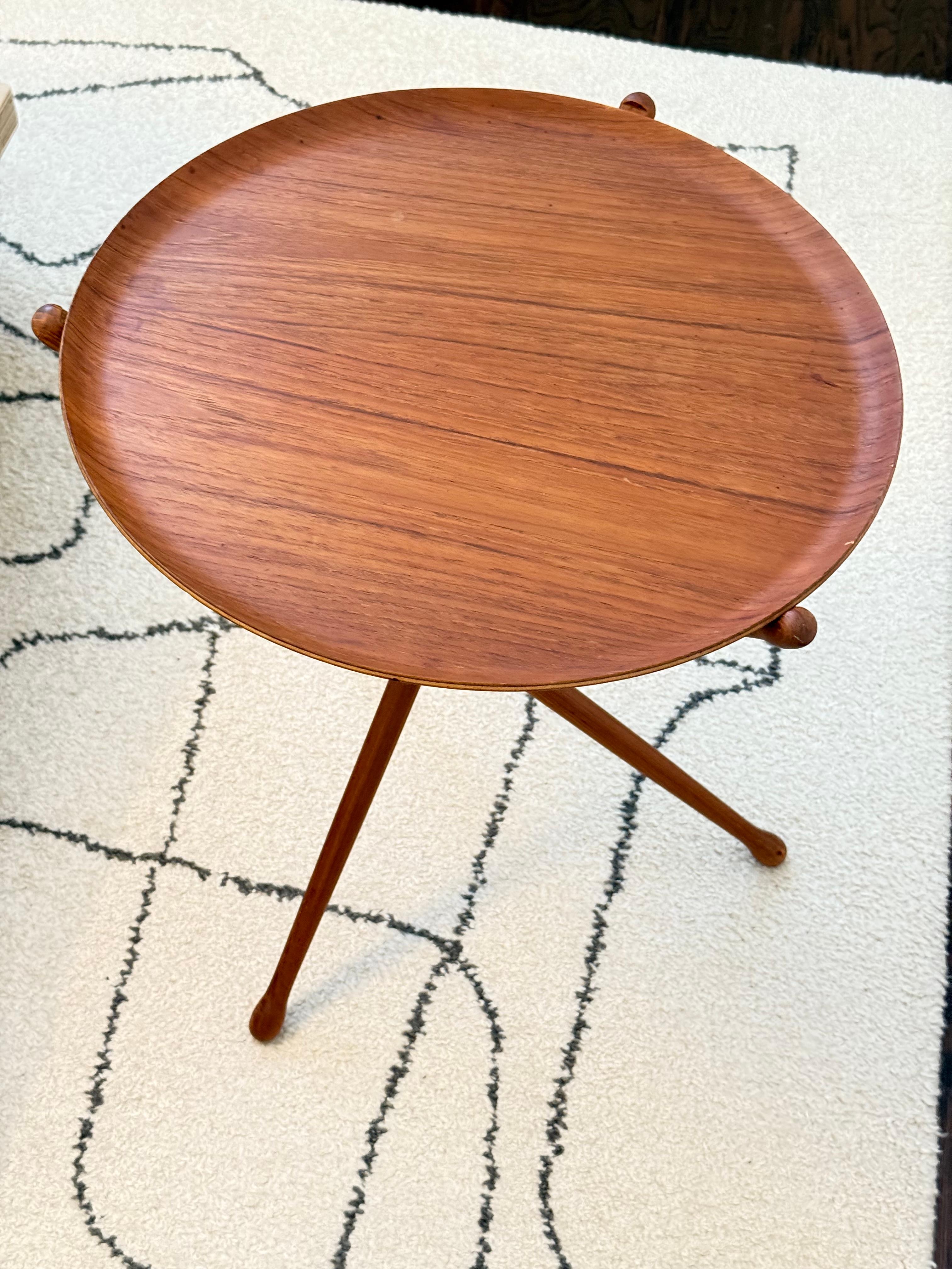 Mid-Century Modern Scandinavian Modern Teak Folding Tray Table by by Nils Trautner For Sale