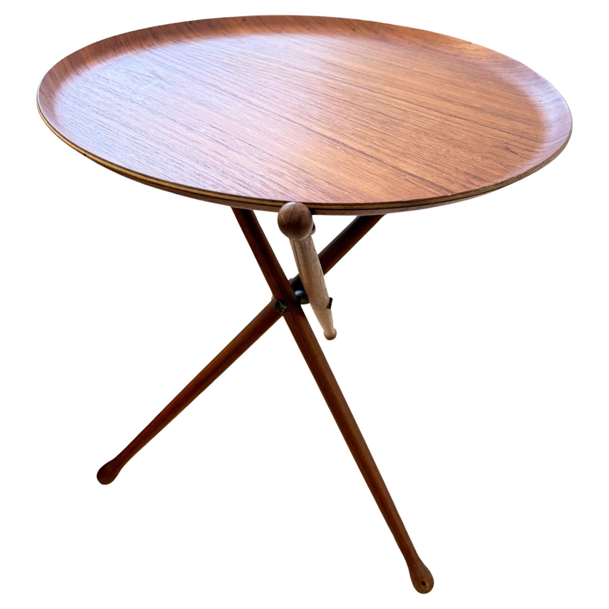 Scandinavian Modern Teak Folding Tray Table by by Nils Trautner For Sale