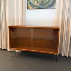 Scandinavian Modern Teak Glass Front Bookcase Display Cabinet