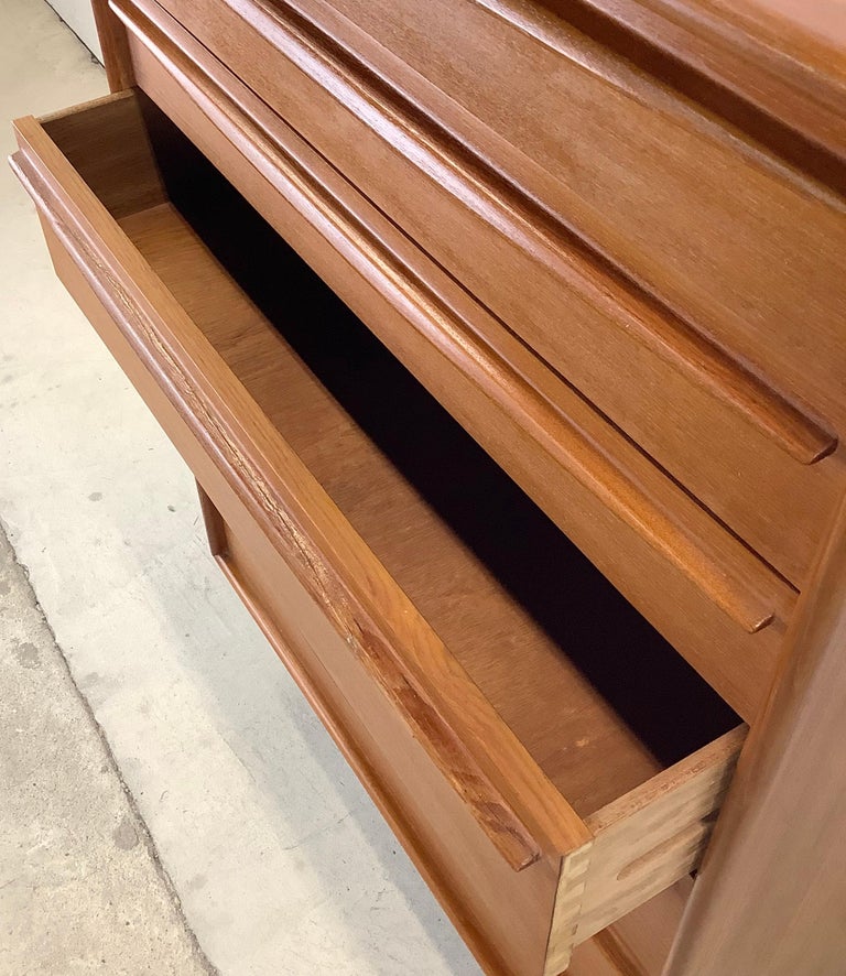 Scandinavian Modern Teak Highboy Dresser From Lyby Mobler For Sale at