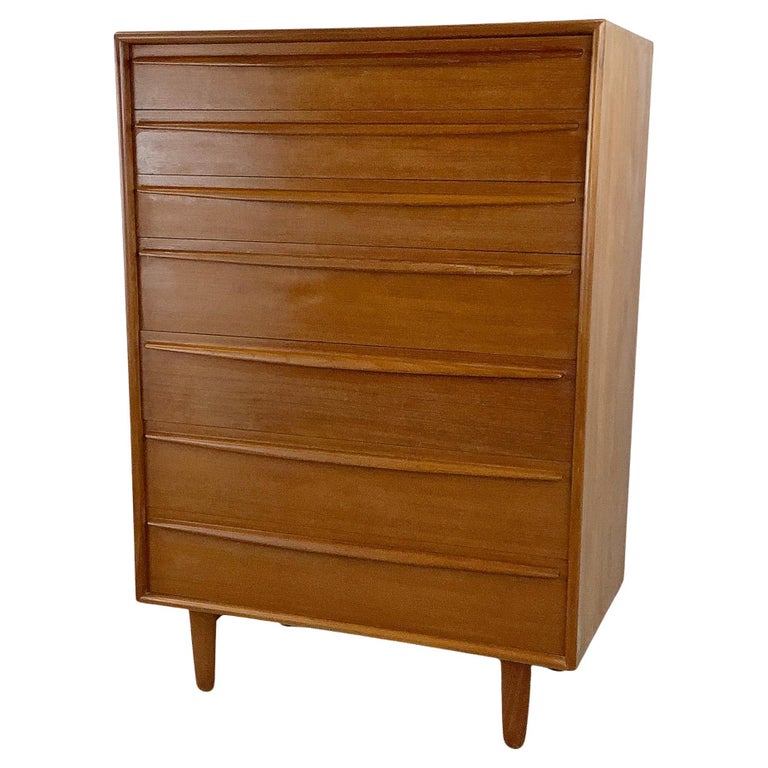 Scandinavian Modern Teak Highboy Dresser From Lyby Mobler For Sale at
