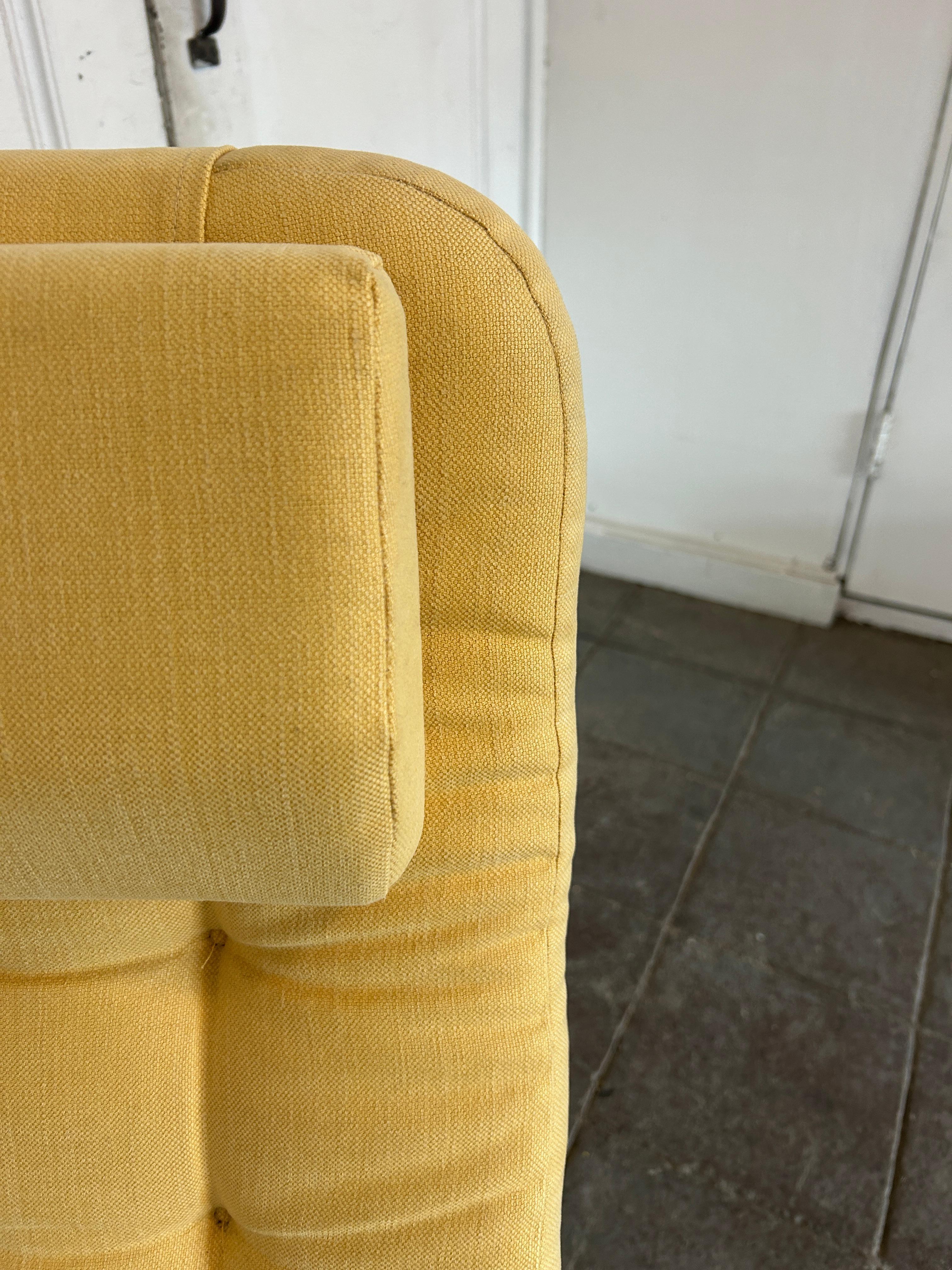 Norwegian Scandinavian modern teak leather safari lounge chair with ottoman yellow