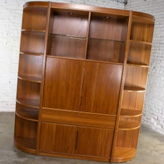 Scandinavian Modern Teak Lighted Bookcase Display or Entertainment Cabinet