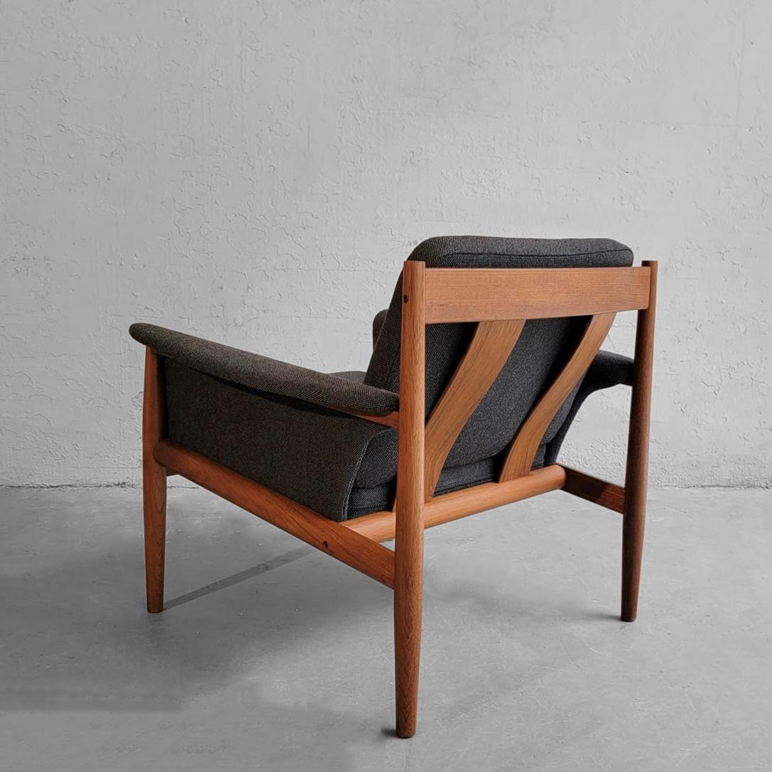 Fabric Scandinavian Modern Teak Lounge Chair By Grete Jalk For Sale