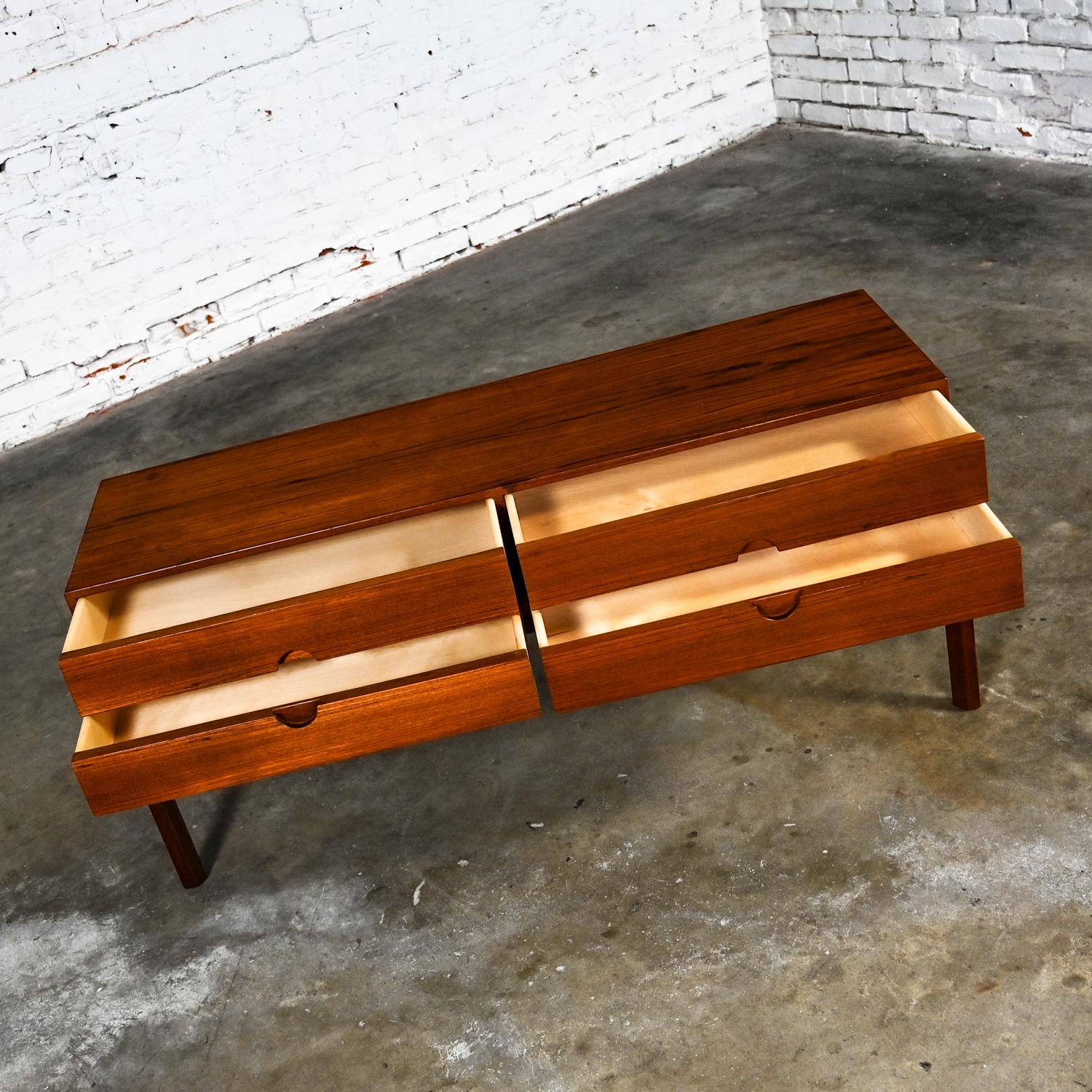 Scandinavian Modern Teak Low Cabinet Sideboard Model #394 by Kai Kristiansen  For Sale 4
