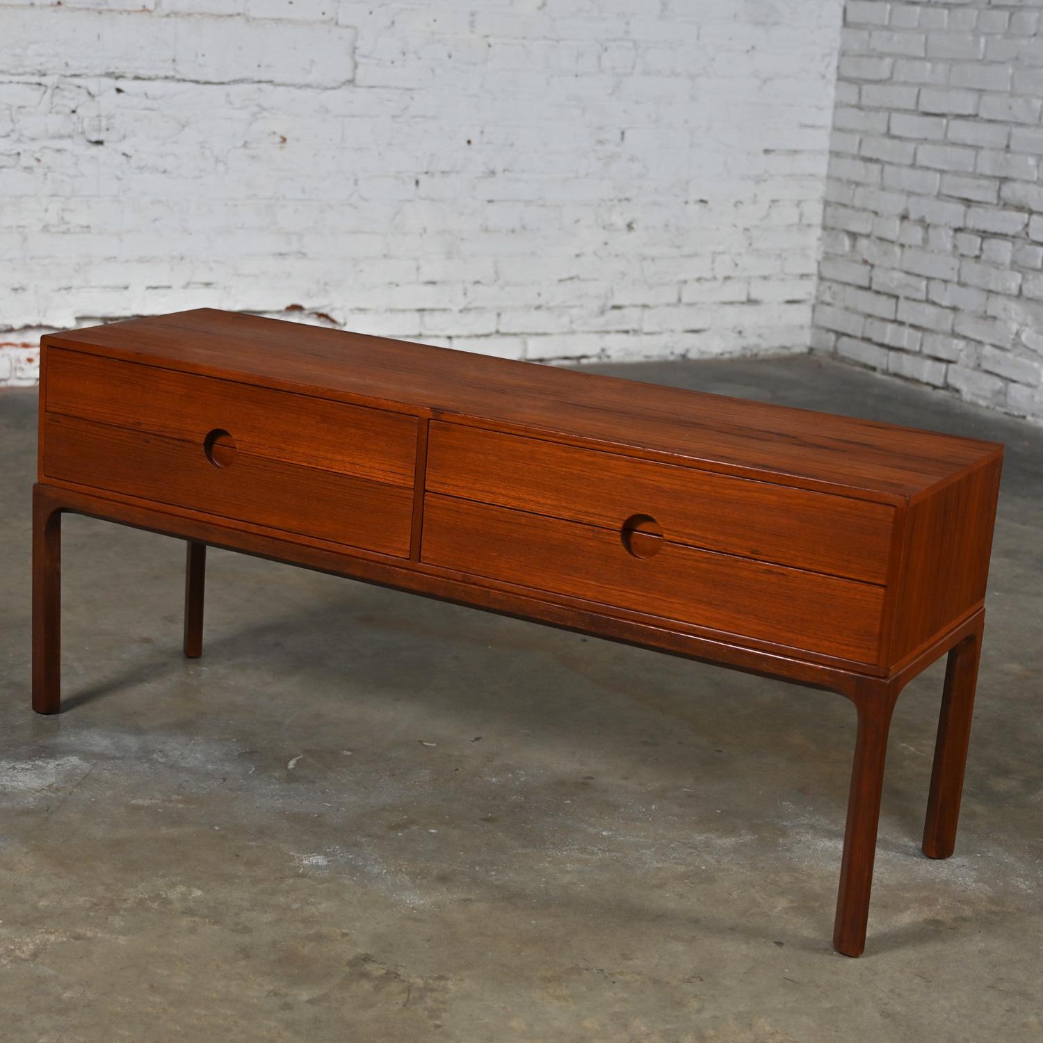 Danish Scandinavian Modern Teak Low Cabinet Sideboard Model #394 by Kai Kristiansen  For Sale