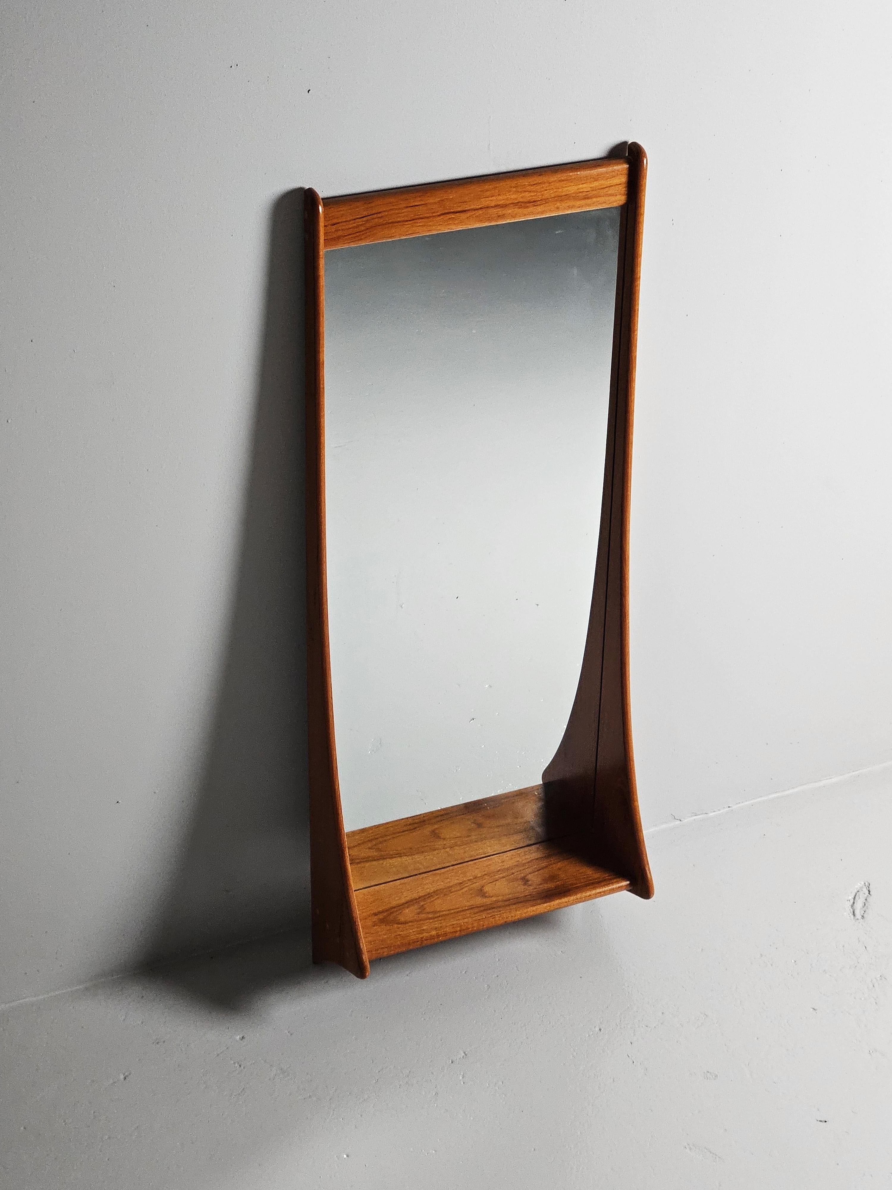 Danish Scandinavian modern teak mirror, unknown designer, Denmark, 1960s For Sale