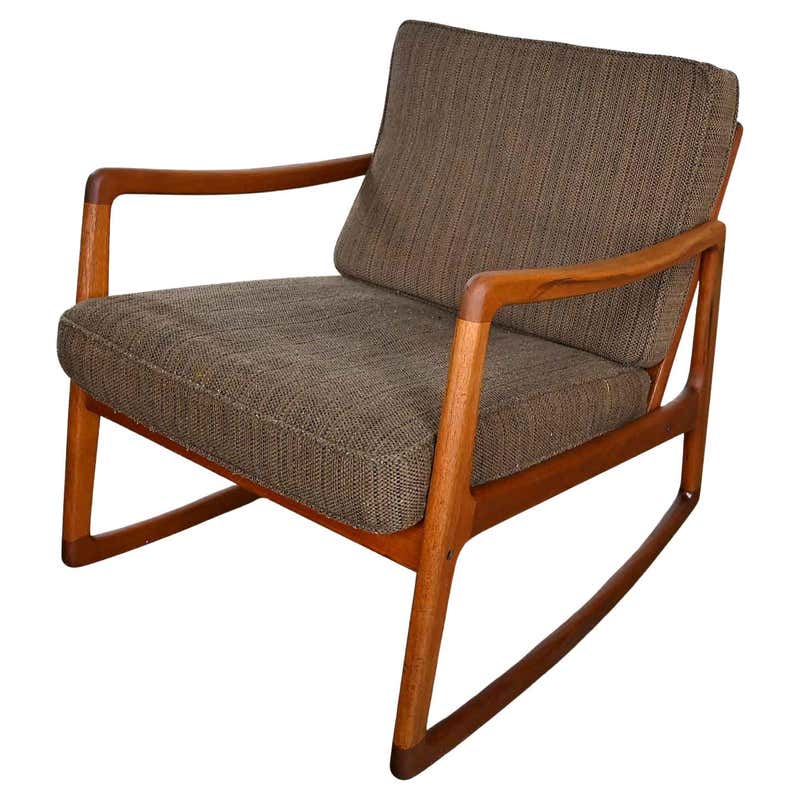 Mid-Century Modern High Back Rocker Rocking Chair For Sale at 1stDibs ...