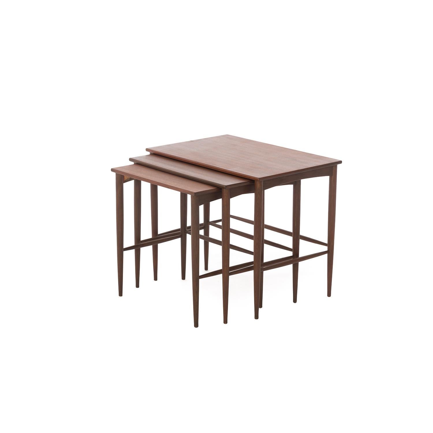 Swedish Scandinavian Modern Teak Nesting Table Set For Sale