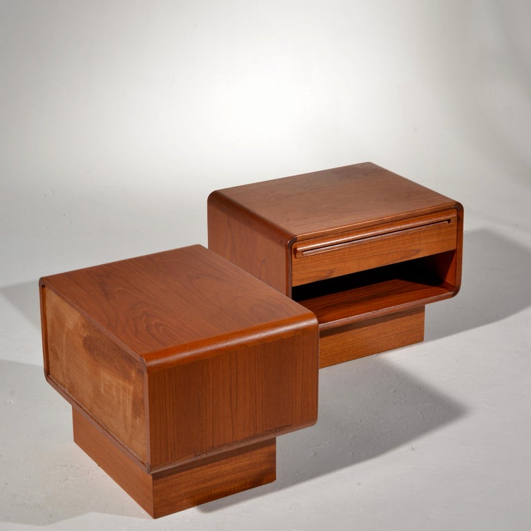 Scandinavian Modern Teak Nightstands with Storage Drawers at 1stDibs