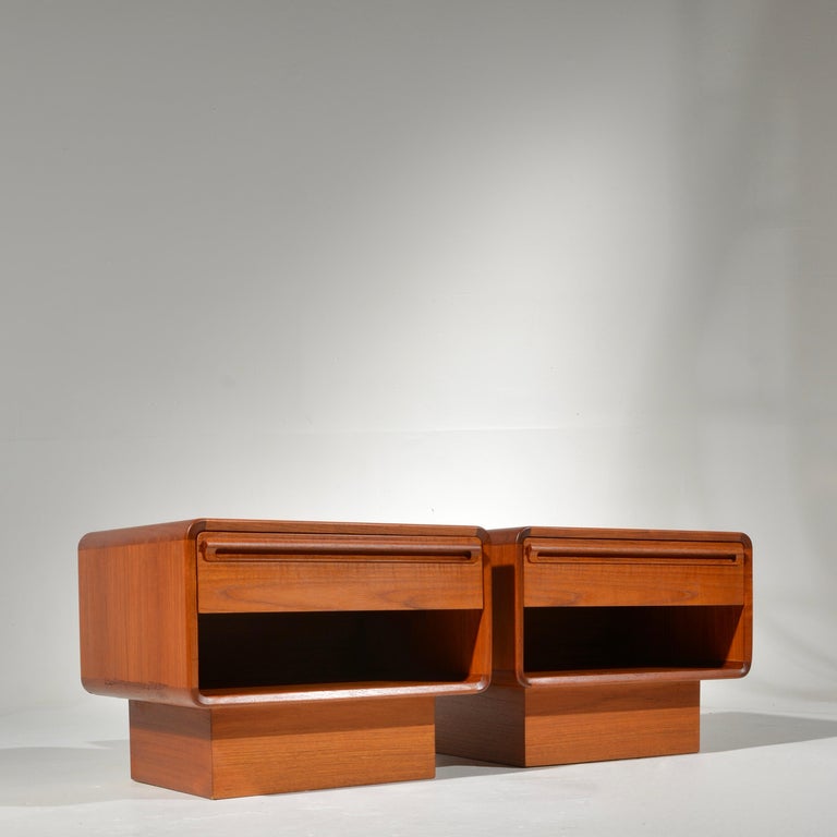 Scandinavian Modern Teak Nightstands with Storage Drawers at 1stDibs