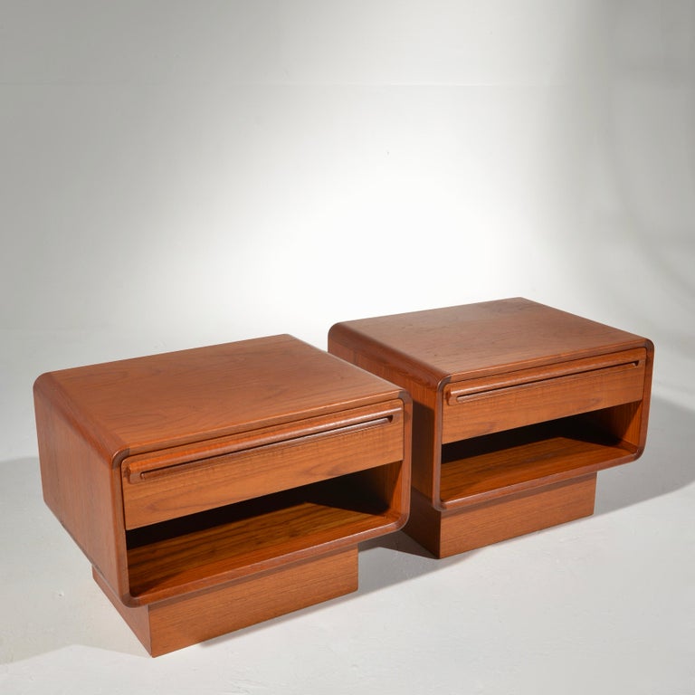 Scandinavian Modern Teak Nightstands with Storage Drawers at 1stDibs