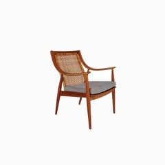 Scandinavian Modern Teak & Oak Lounge Chair with Cane Back by Hvidt & Molgaard