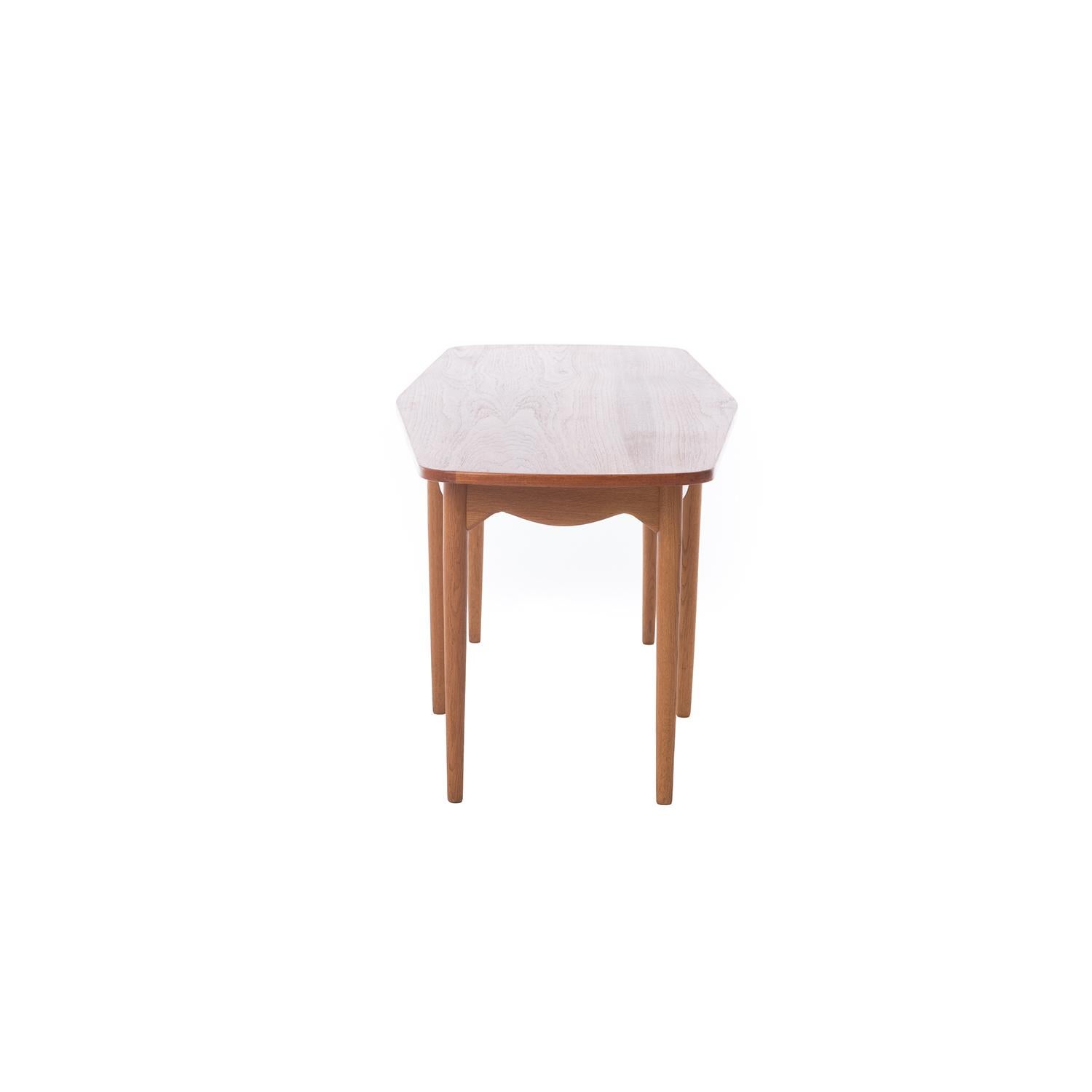 Oiled Scandinavian Modern Kurt Ostervig Six-Legged Coffee Table with Sculptural Apron