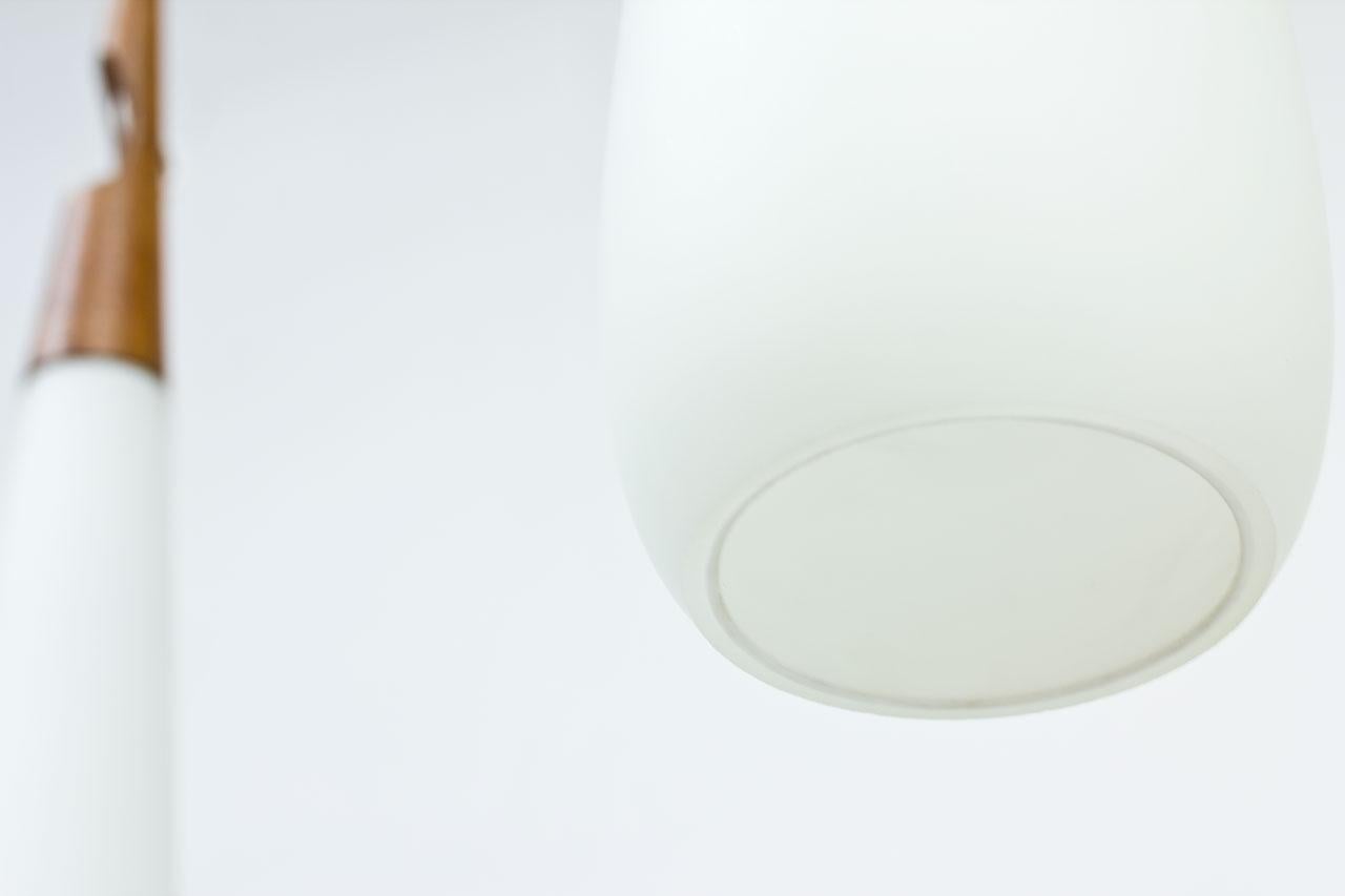 Scandinavian Modern & Teak Opaline Glass Pendant Lamps by Luxus, Sweden 6