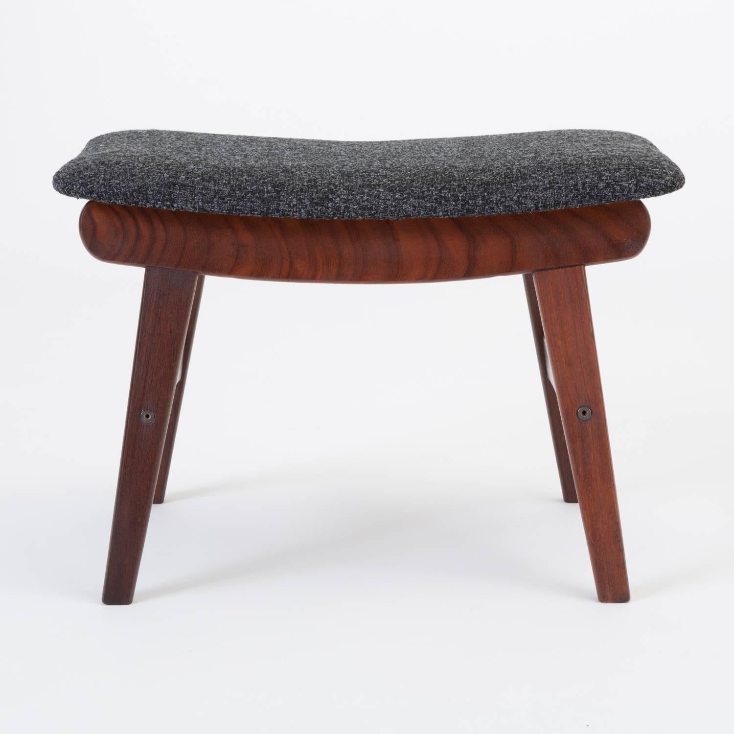 20th Century Scandinavian Modern Teak Ottoman with Upholstered Cushion