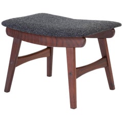 Scandinavian Modern Teak Ottoman with Upholstered Cushion