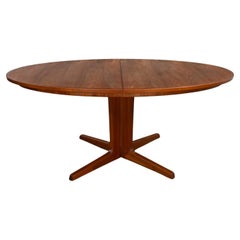Vintage Scandinavian Modern Teak Oval Dining Table Ped Base Attr to Bernhard Pedersen 