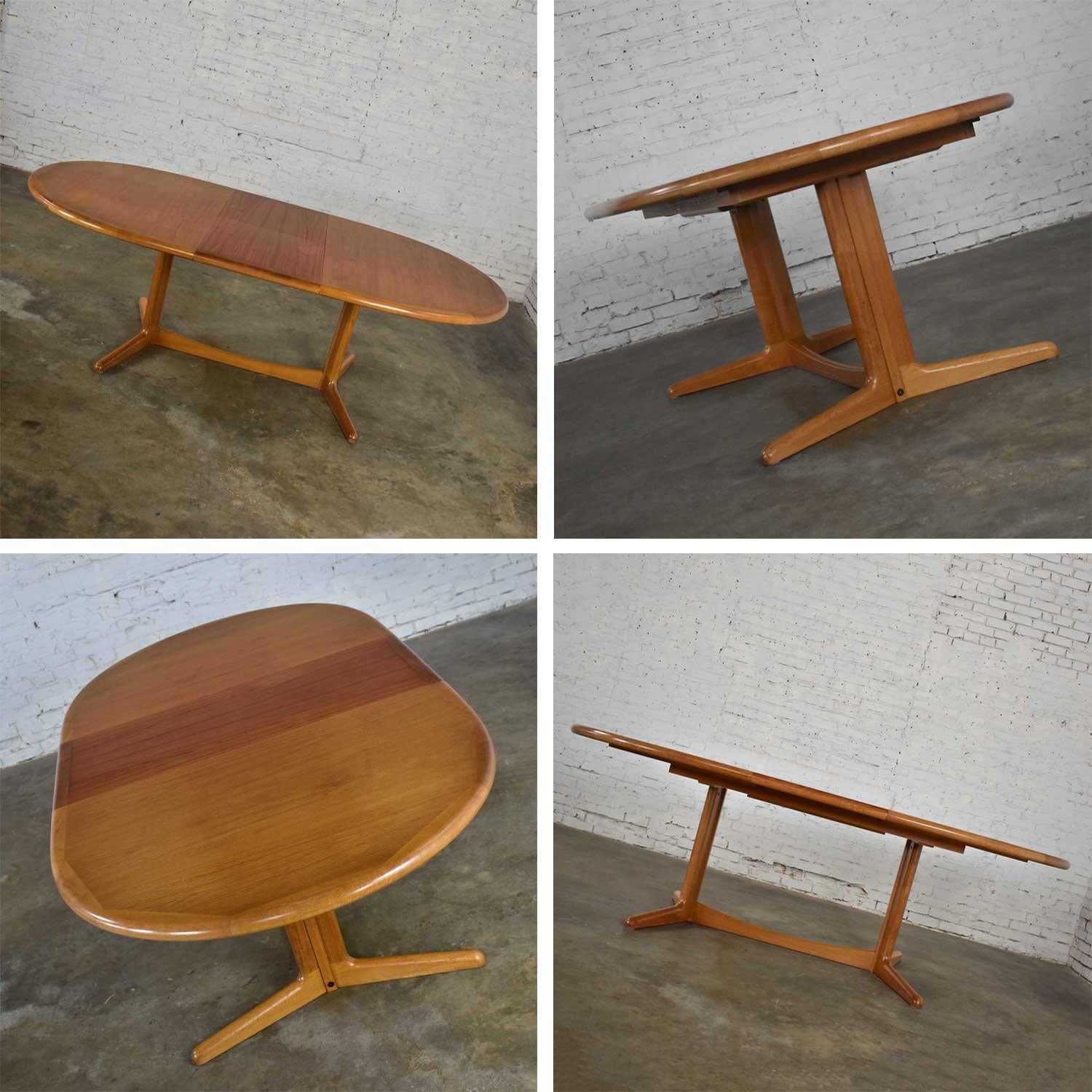 Scandinavian Modern Teak Oval Dining Table with Integral Leaf Style Dyrlund 11