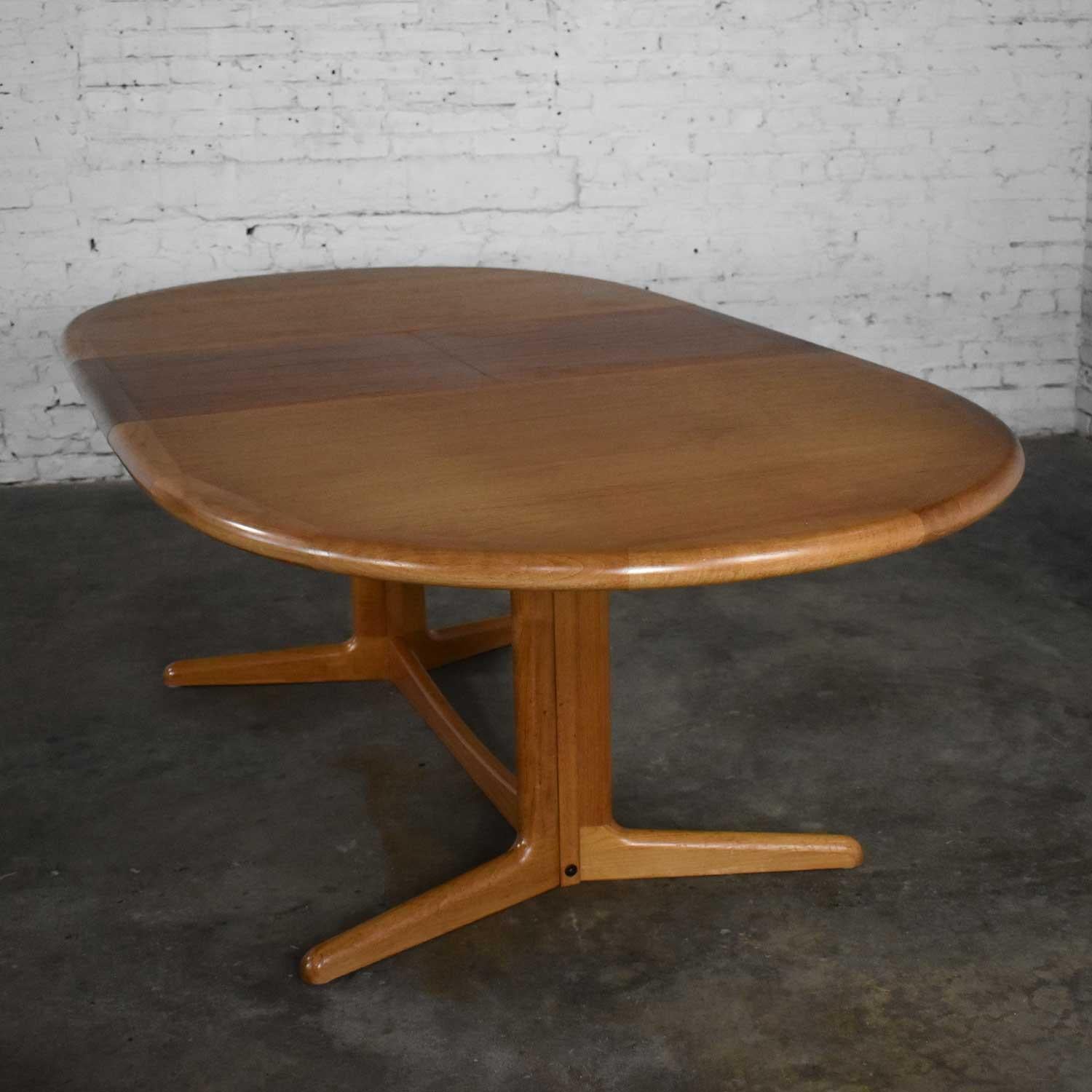 Danish Scandinavian Modern Teak Oval Dining Table with Integral Leaf Style Dyrlund