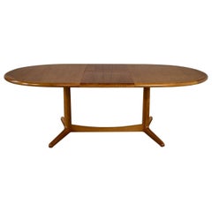 Scandinavian Modern Teak Oval Dining Table with Integral Leaf Style Dyrlund