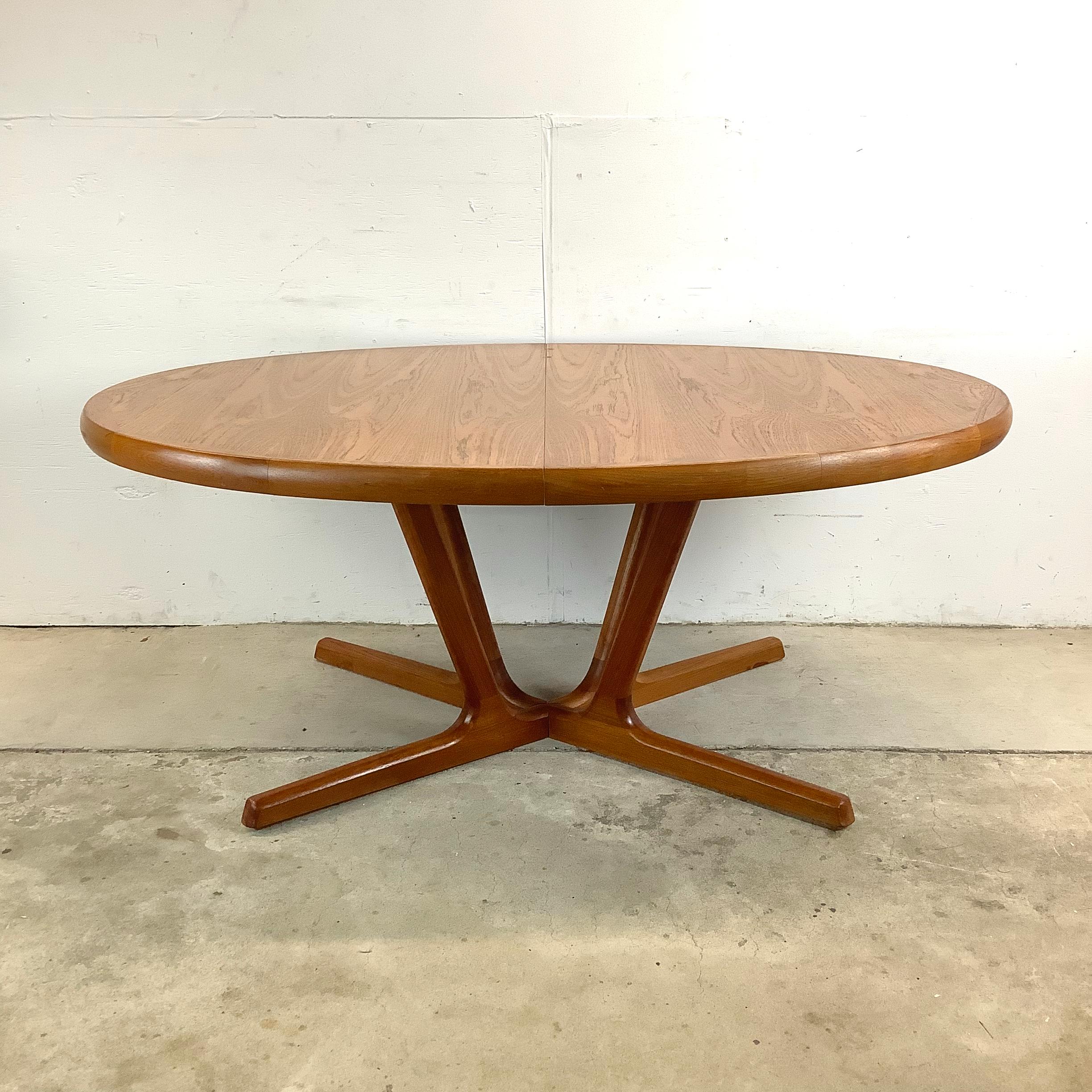 Introducing our Scandinavian Modern Teak Dining Table with Leaves – a timeless centerpiece for your dining room that seamlessly blends sleek design with practicality. Crafted from exquisite teak wood, this vintage dining table radiates the warm,