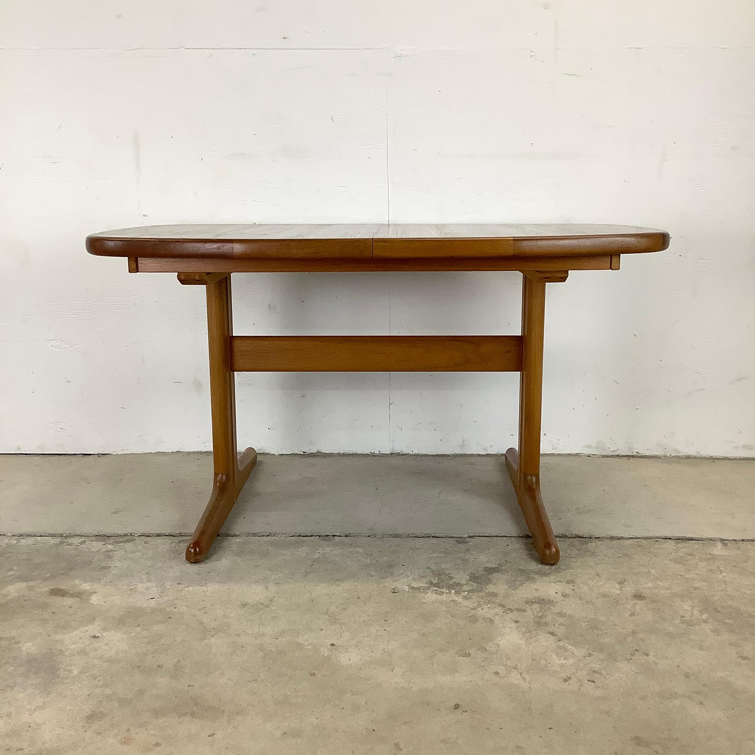 Danish Scandinavian Modern Teak Oval Dining Table with Leaves