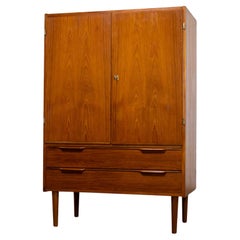 Scandinavian Modern Teak Petite Cabinet Dry Bar Armoire or Gentleman’s Chest