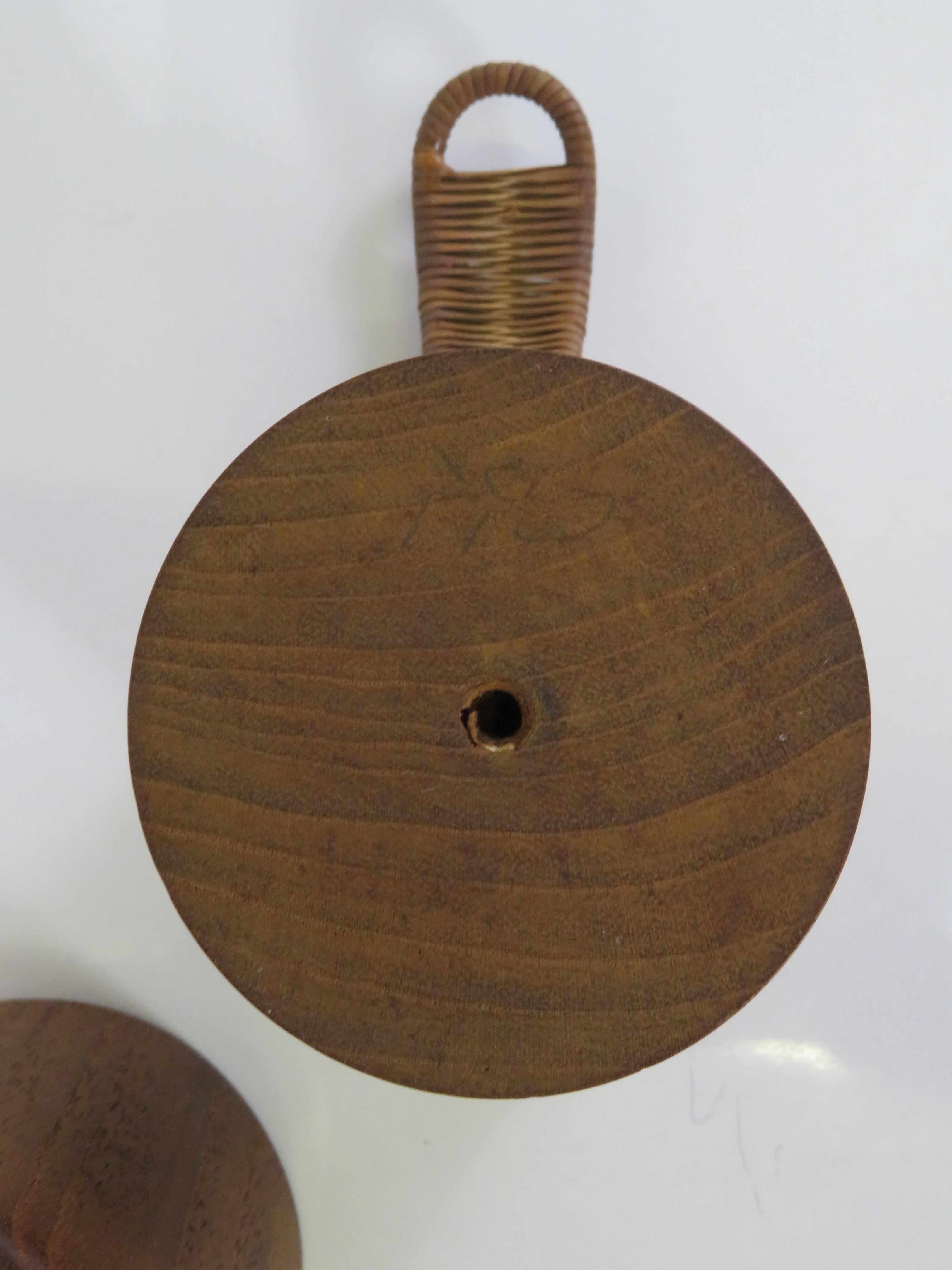 Scandinavian Modern Teak & Raffia Candleholders Attrib Laurids Lonborg, Denmark For Sale 5
