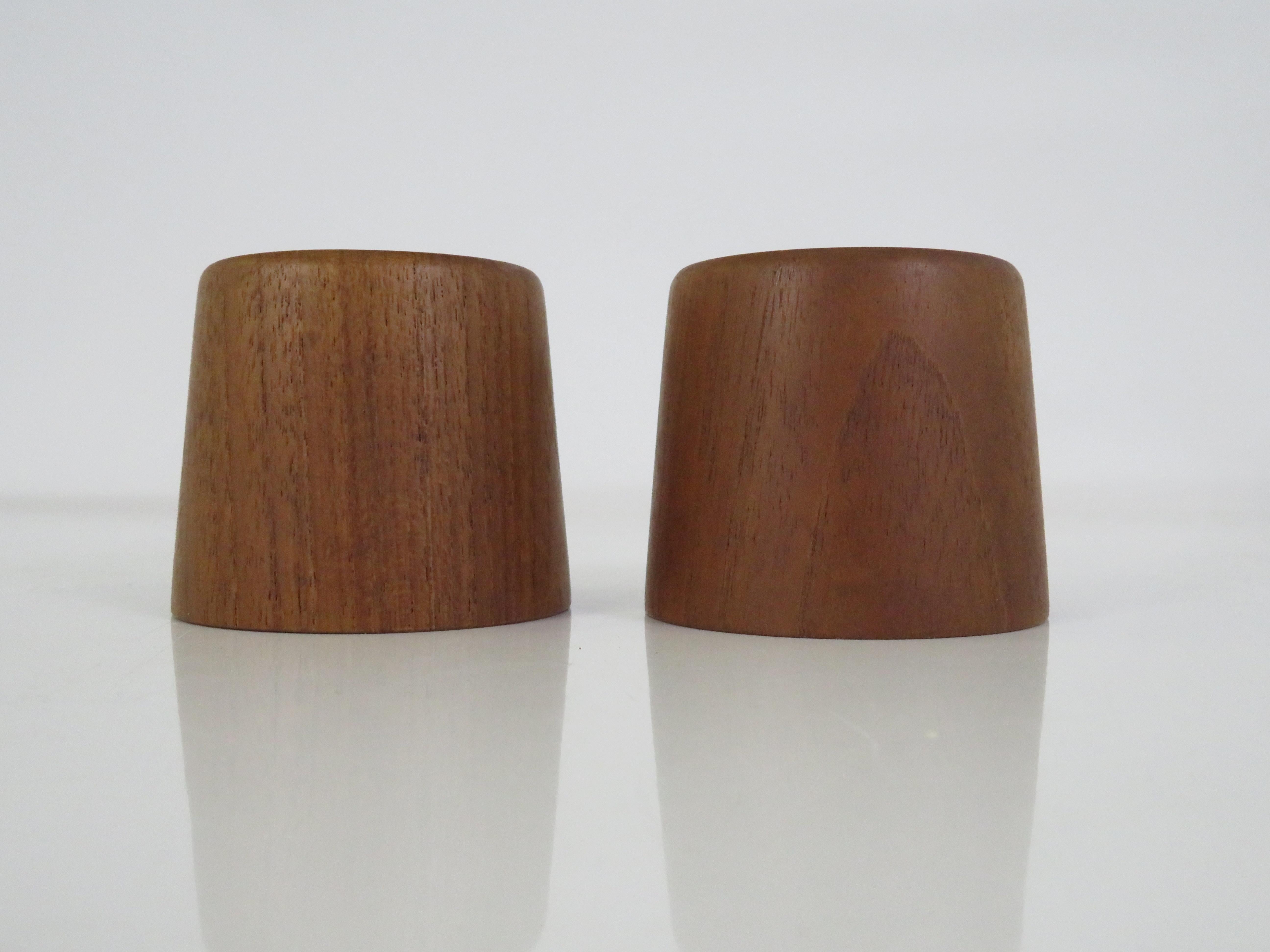 Mid-20th Century Scandinavian Modern Teak & Raffia Candleholders Attrib Laurids Lonborg, Denmark For Sale