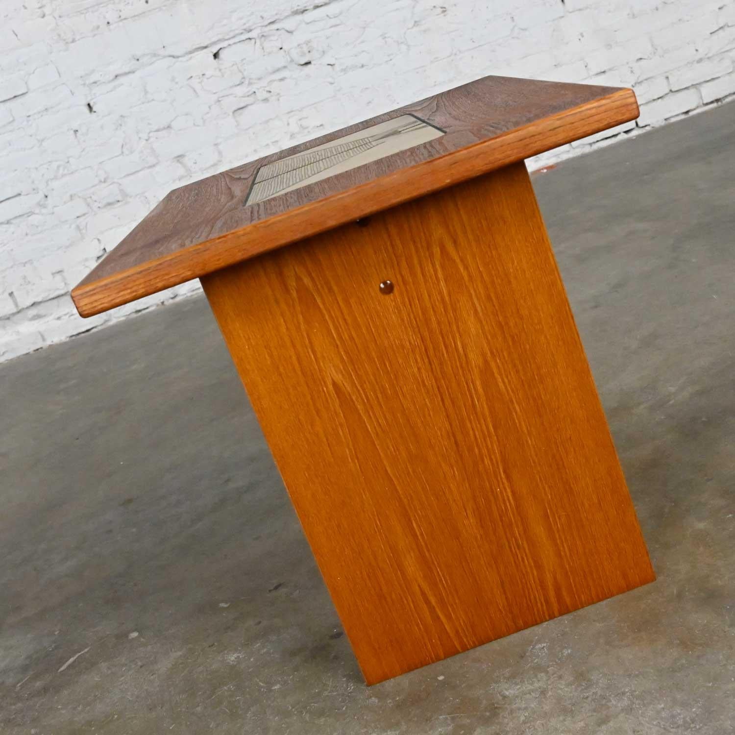 Danish Scandinavian Modern Teak Rectangular Side End Table Tile Insert by Gangso Mobler For Sale