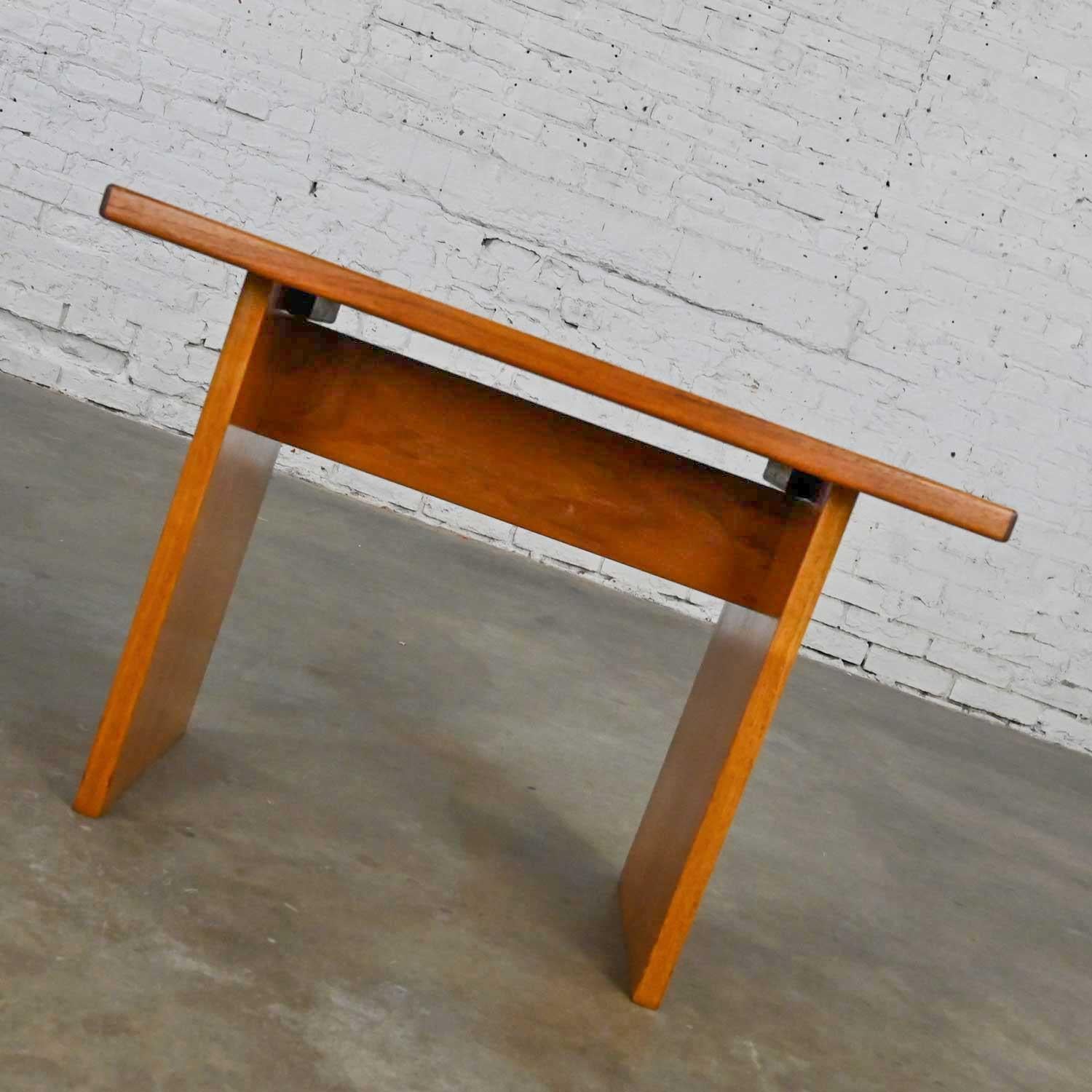 Scandinavian Modern Teak Rectangular Side End Table Tile Insert by Gangso Mobler For Sale 1