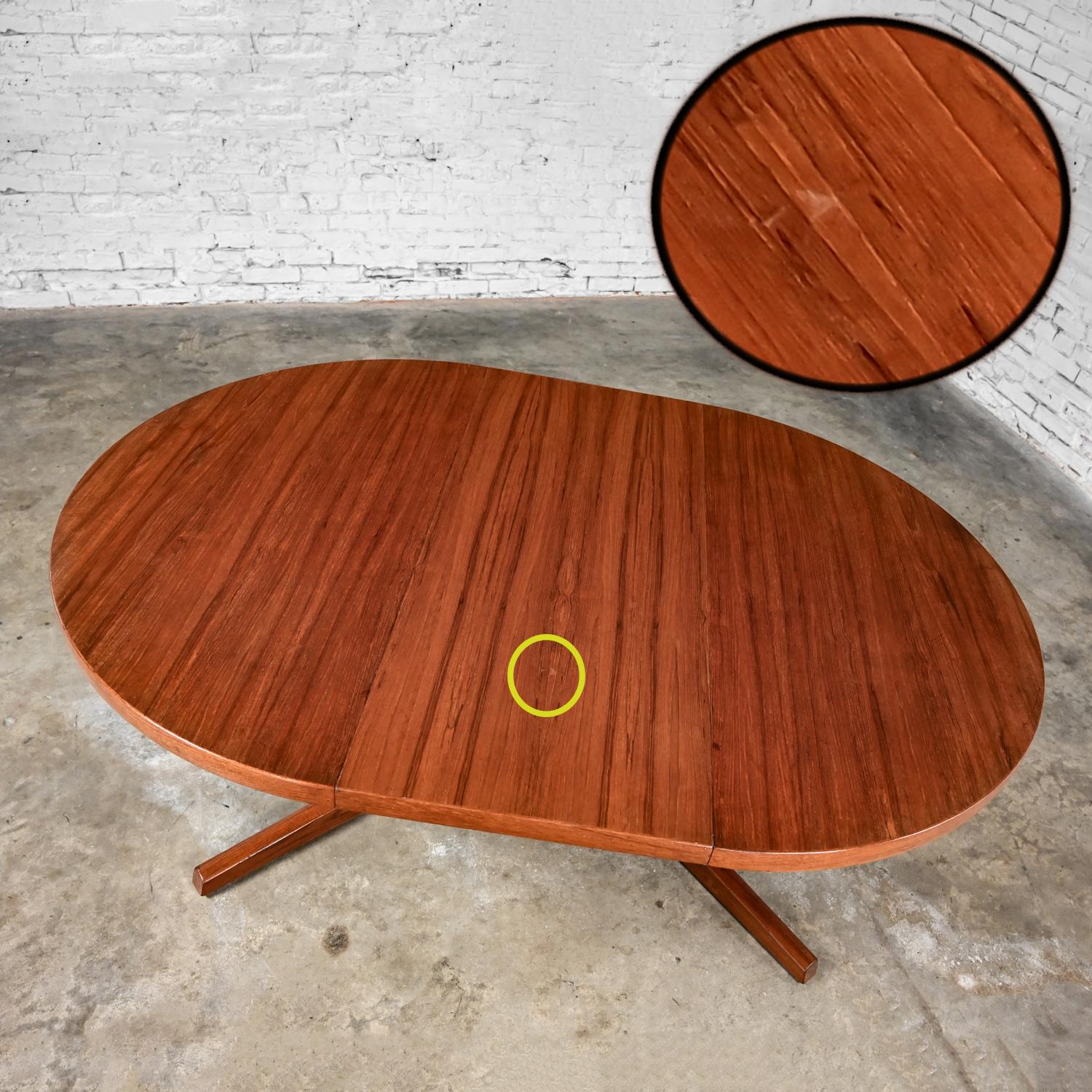Scandinavian Modern Teak Round - Oval Extension Dining Table Pedestal Base by AM 8