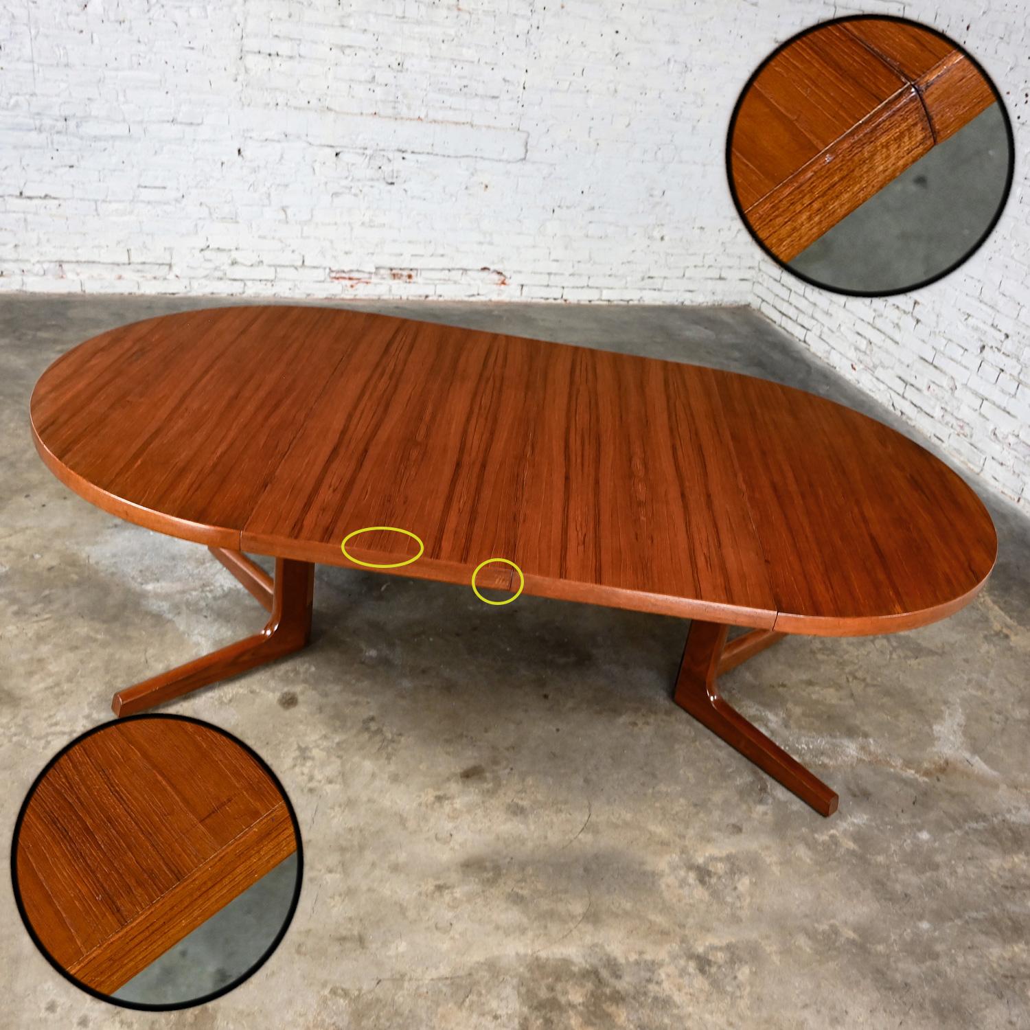 Scandinavian Modern Teak Round - Oval Extension Dining Table Pedestal Base by AM 9