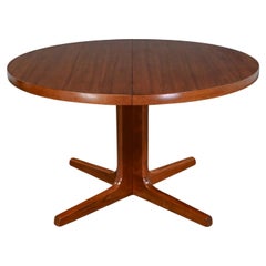 Scandinavian Modern Teak Round - Oval Extension Dining Table Pedestal Base by AM