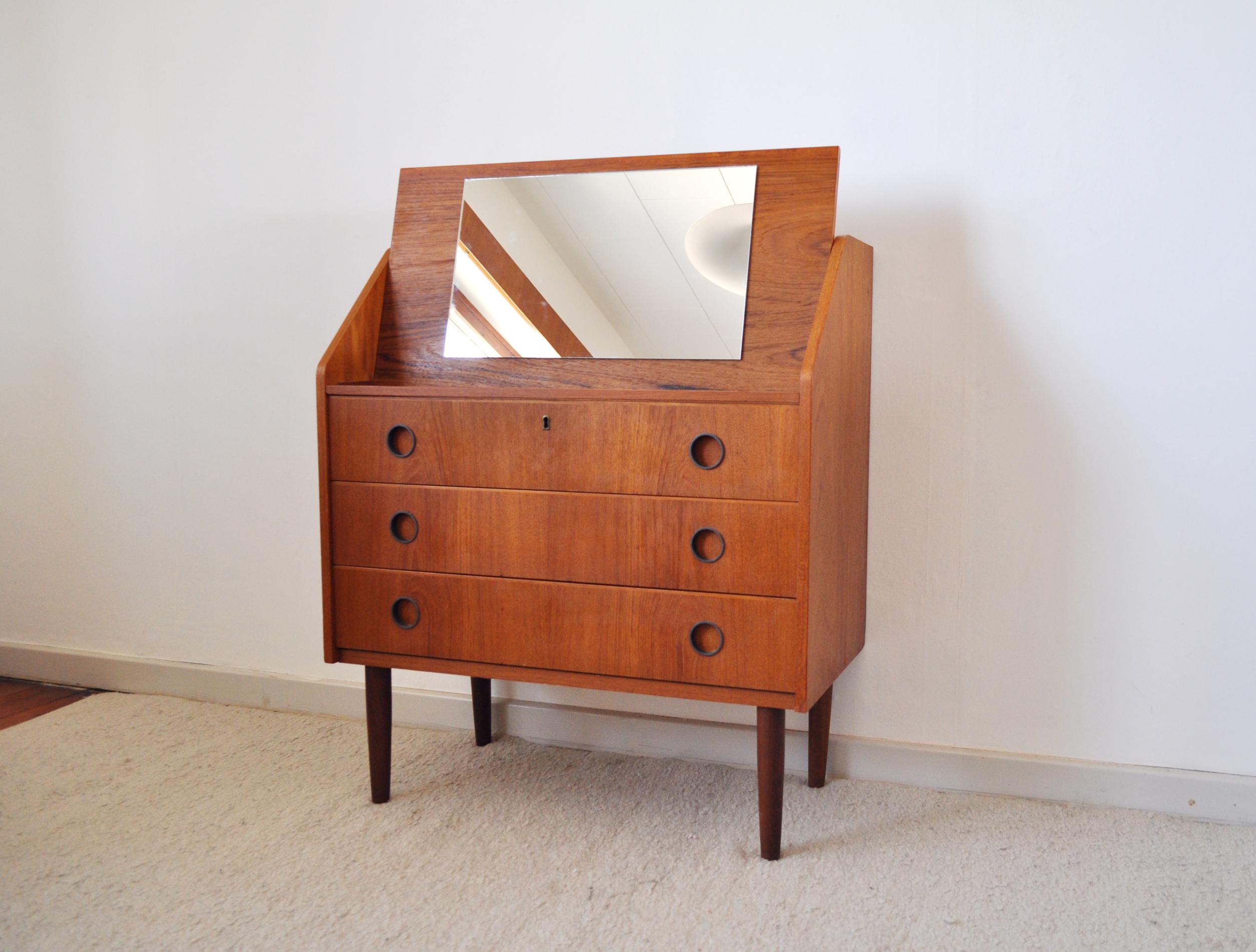 Swedish Scandinavian Modern Teak Secretaire, Chest of Drawers, 1970s For Sale