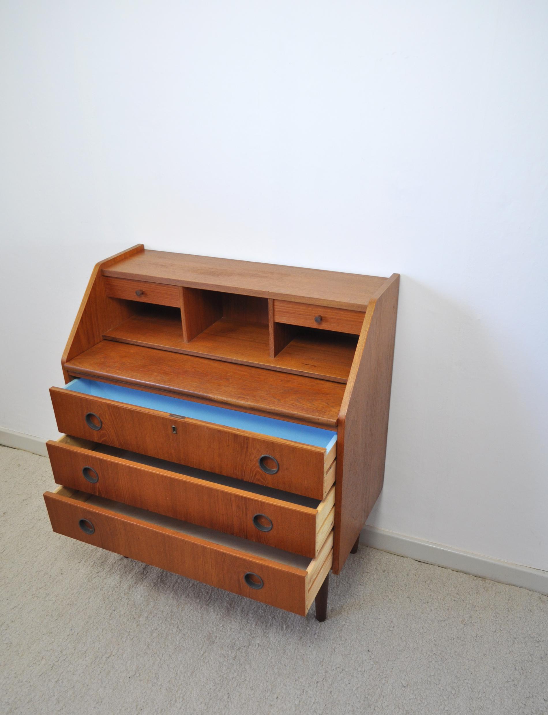 Scandinavian Modern Teak Secretaire, Chest of Drawers, 1970s For Sale 2