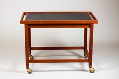 Scandinavian Modern Teak Serving Cart with Two Drawers