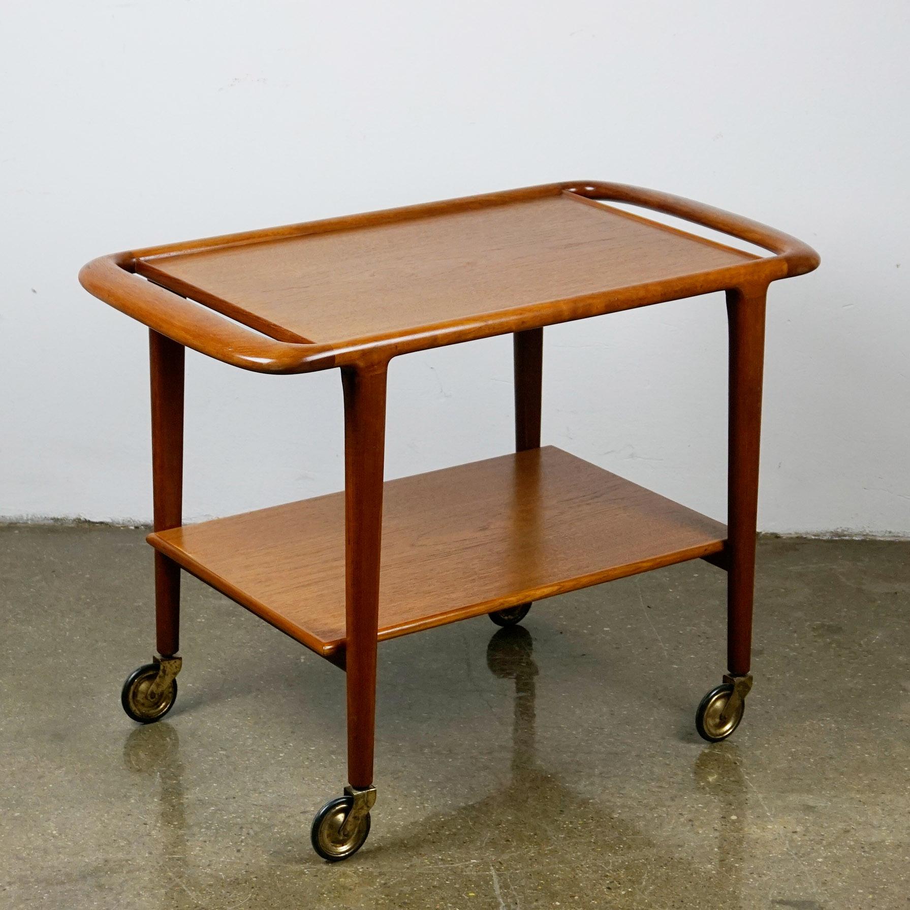 Metal Scandinavian Modern Teak Serving Table or Bar Cart by Niels Otto Møller