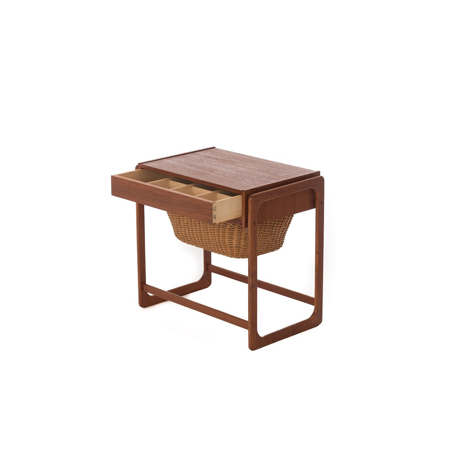 Oiled Scandinavian Modern Teak Sewing Table