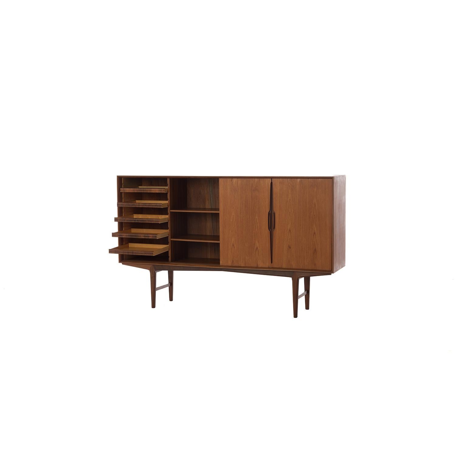 Danish Scandinavian Modern Teak Sliding Door Credenza or Sideboard