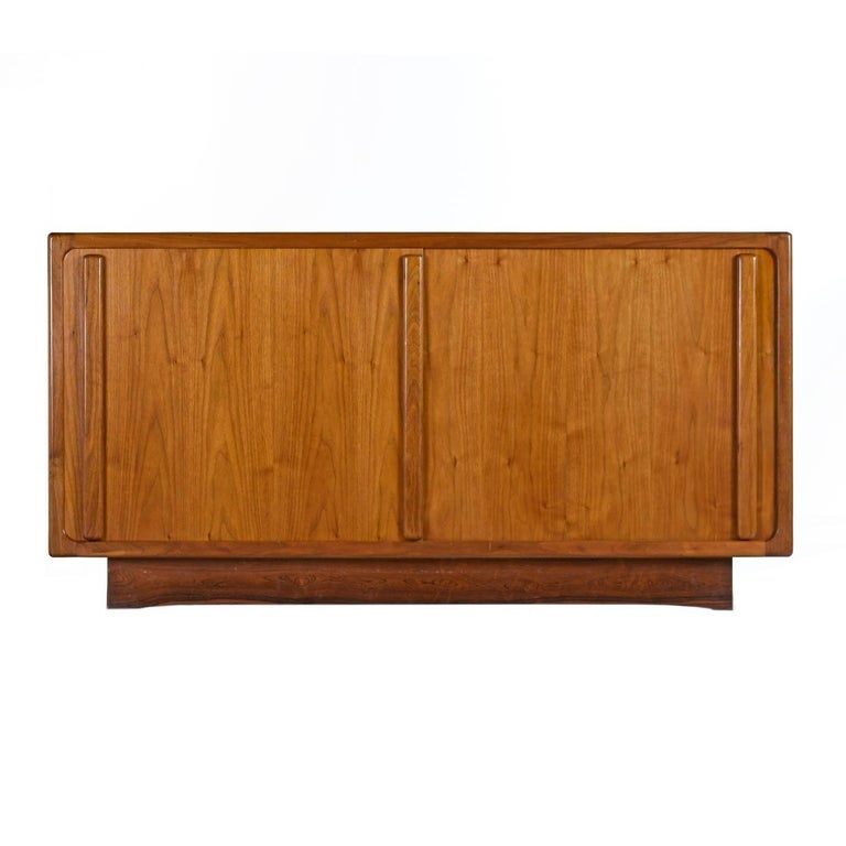 Teak Sliding Door Front Credenza Media Scandinavian Modern For Sale at 1stdibs