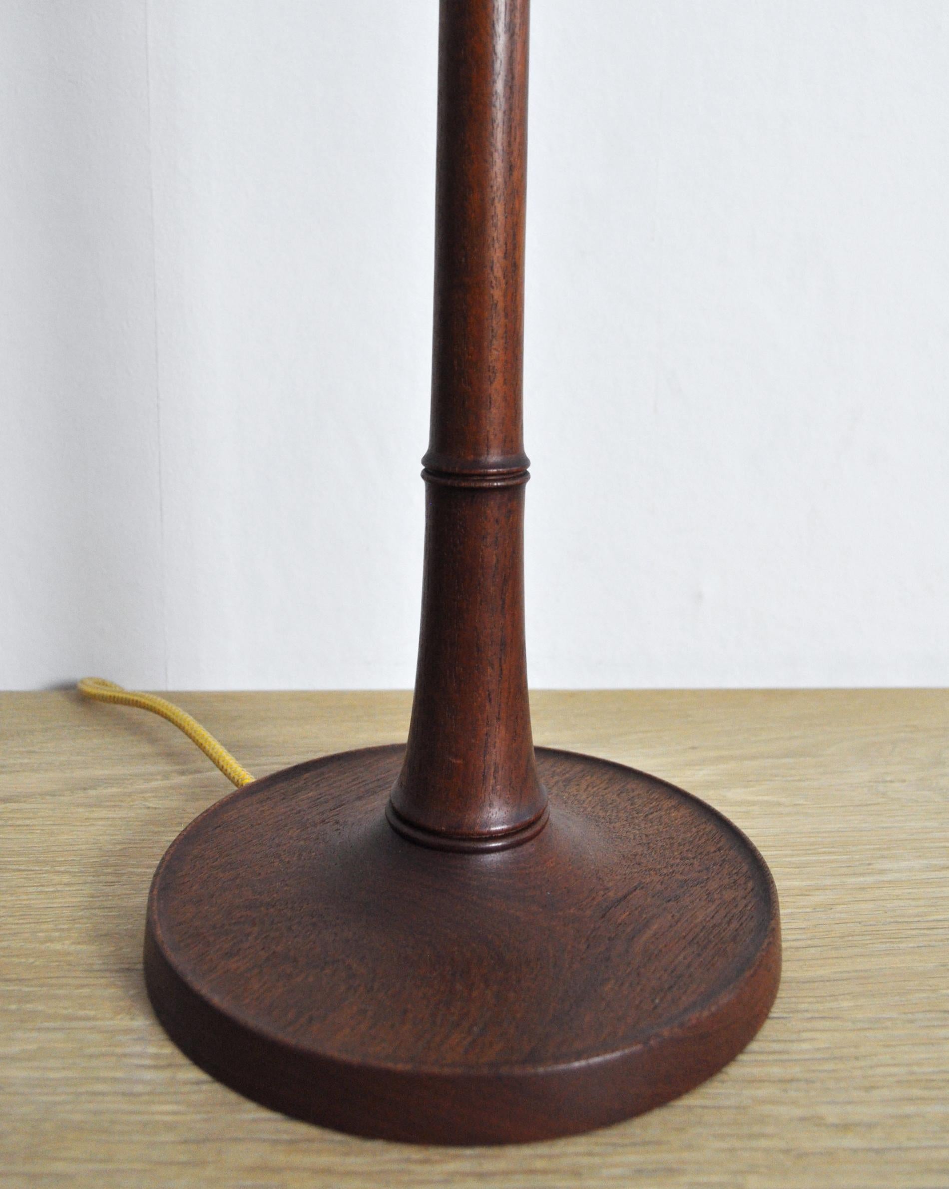 Brass Scandinavian Modern Teak Table Lamp, 1950s For Sale