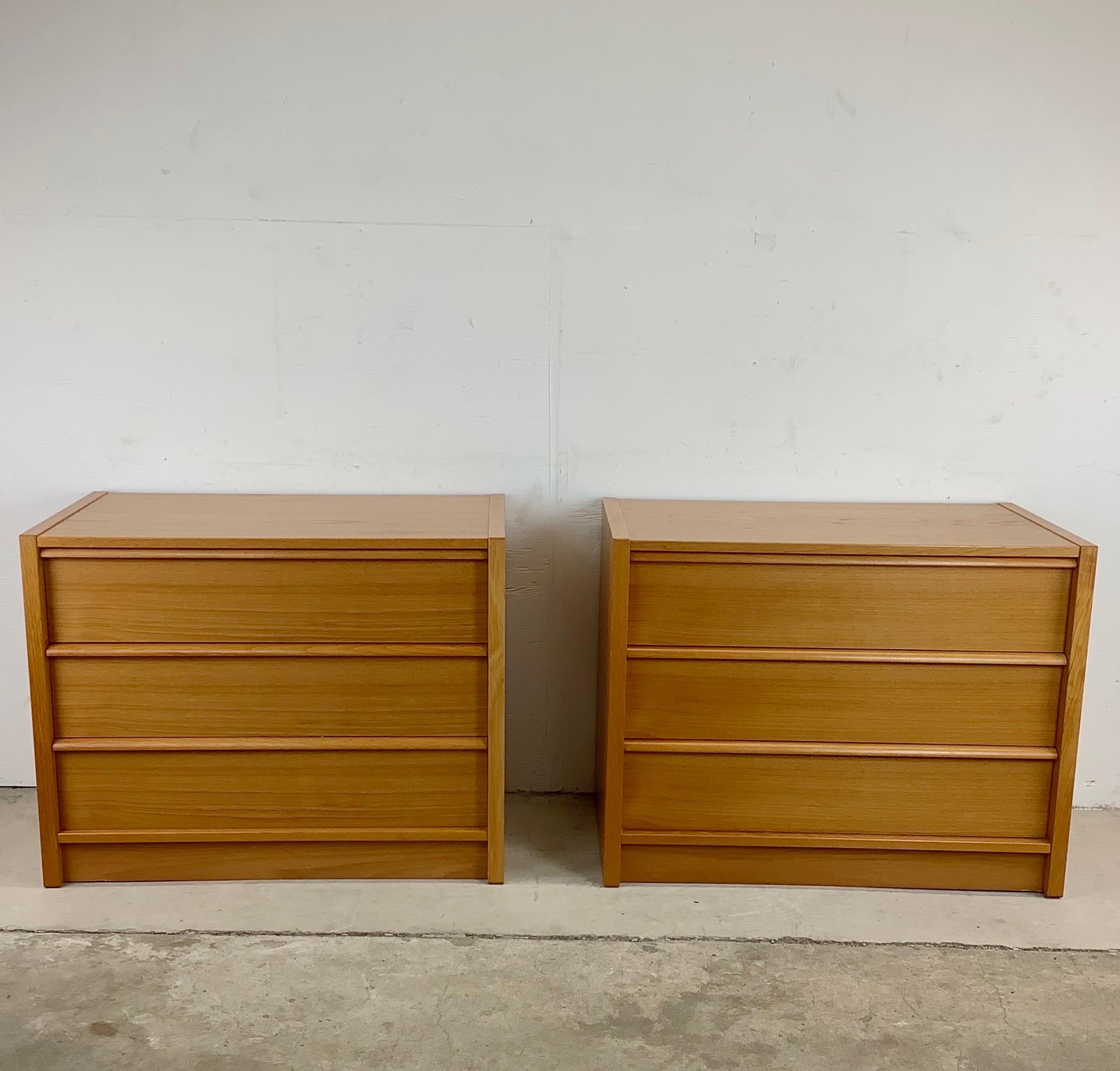 Danish Scandinavian Modern Teak Three Drawer Dressers or Nightstands
